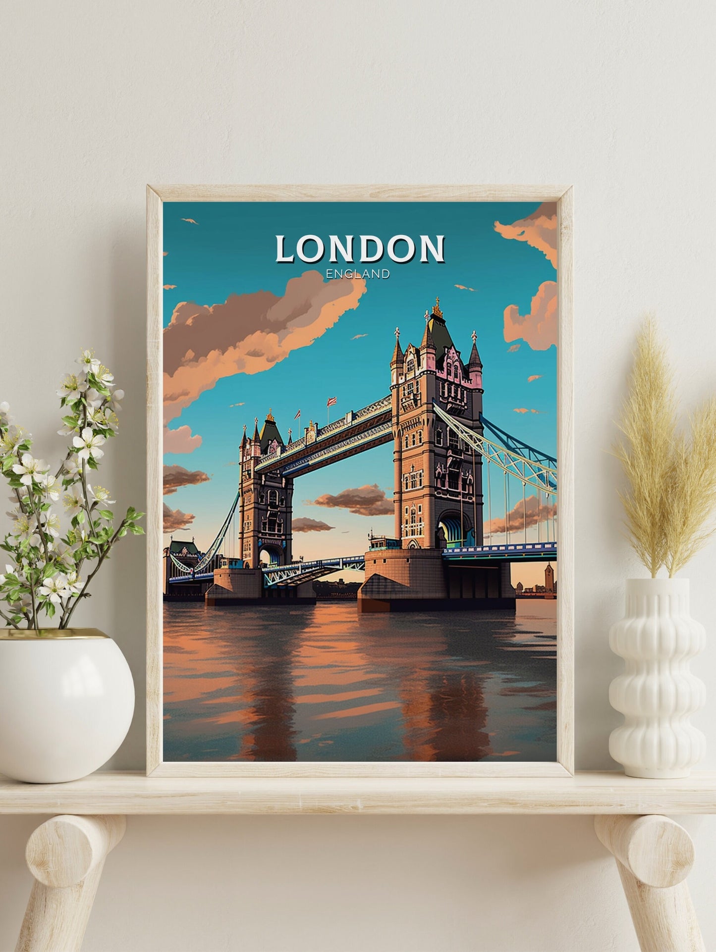 London Tower Bridge Print | London Travel Print | London Illustration | London Wall Art |London Travel Poster | London Home Décor | ID 378