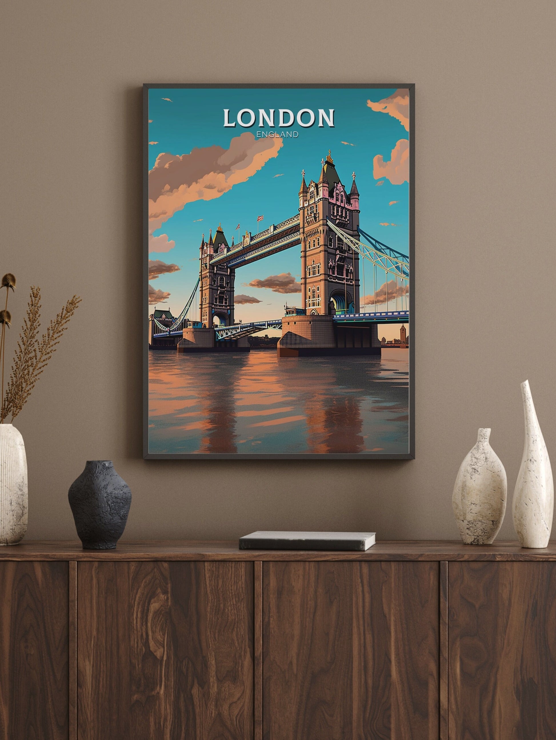 London Tower Bridge Print | London Travel Print | London Illustration | London Wall Art |London Travel Poster | London Home Décor | ID 378