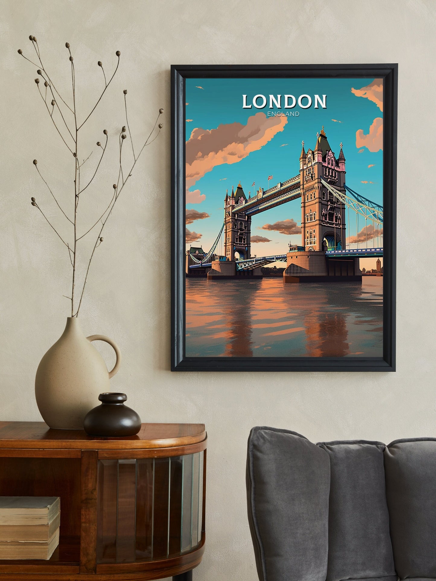 London Tower Bridge Print | London Travel Print | London Illustration | London Wall Art |London Travel Poster | London Home Décor | ID 378