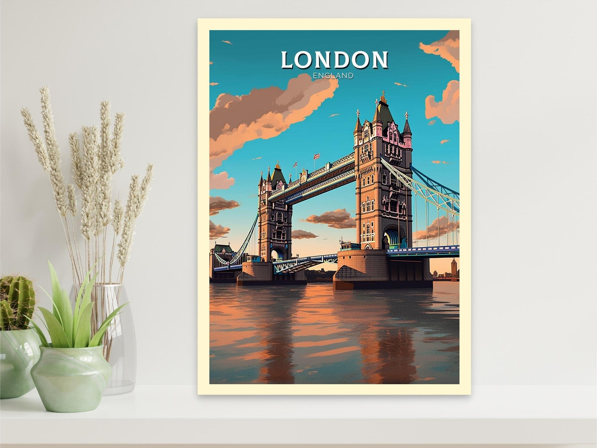 London Tower Bridge Print | London Travel Print | London Illustration | London Wall Art |London Travel Poster | London Home Décor | ID 378