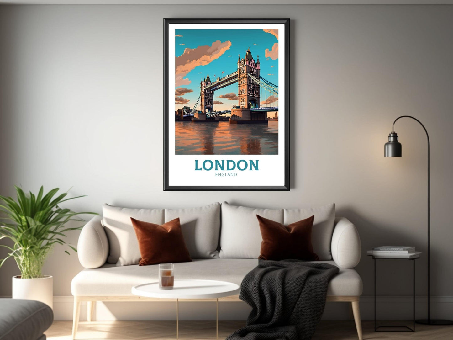 London Travel Poster | London Tower Bridge Print | London Travel Print | London Illustration | London Wall Art | London Home Décor | ID 379