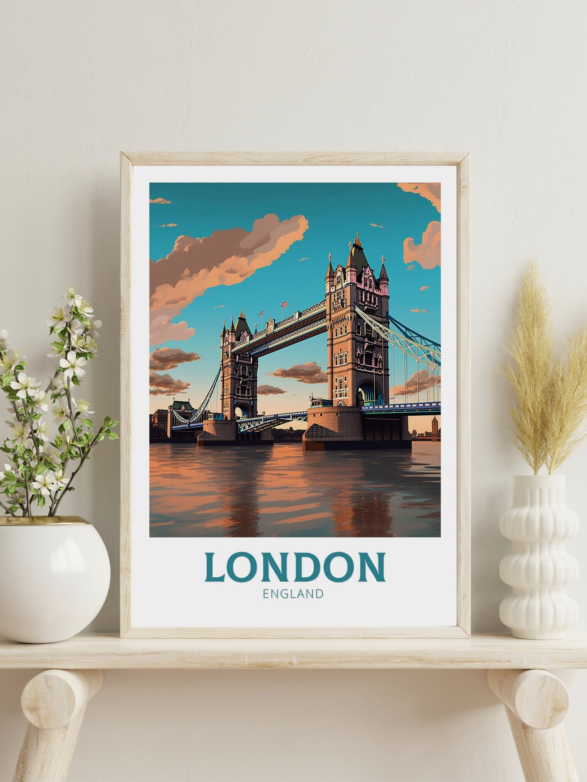 London Travel Poster | London Tower Bridge Print | London Travel Print | London Illustration | London Wall Art | London Home Décor | ID 379