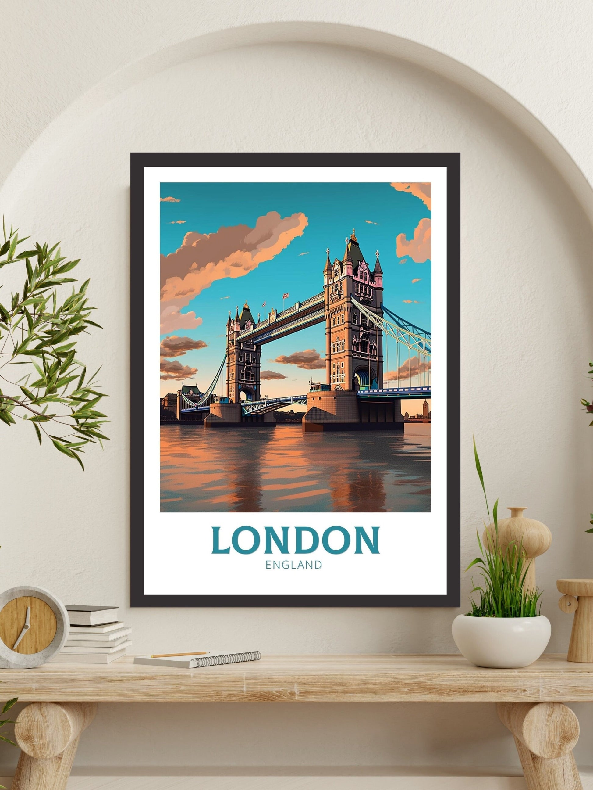 London Travel Poster | London Tower Bridge Print | London Travel Print | London Illustration | London Wall Art | London Home Décor | ID 379