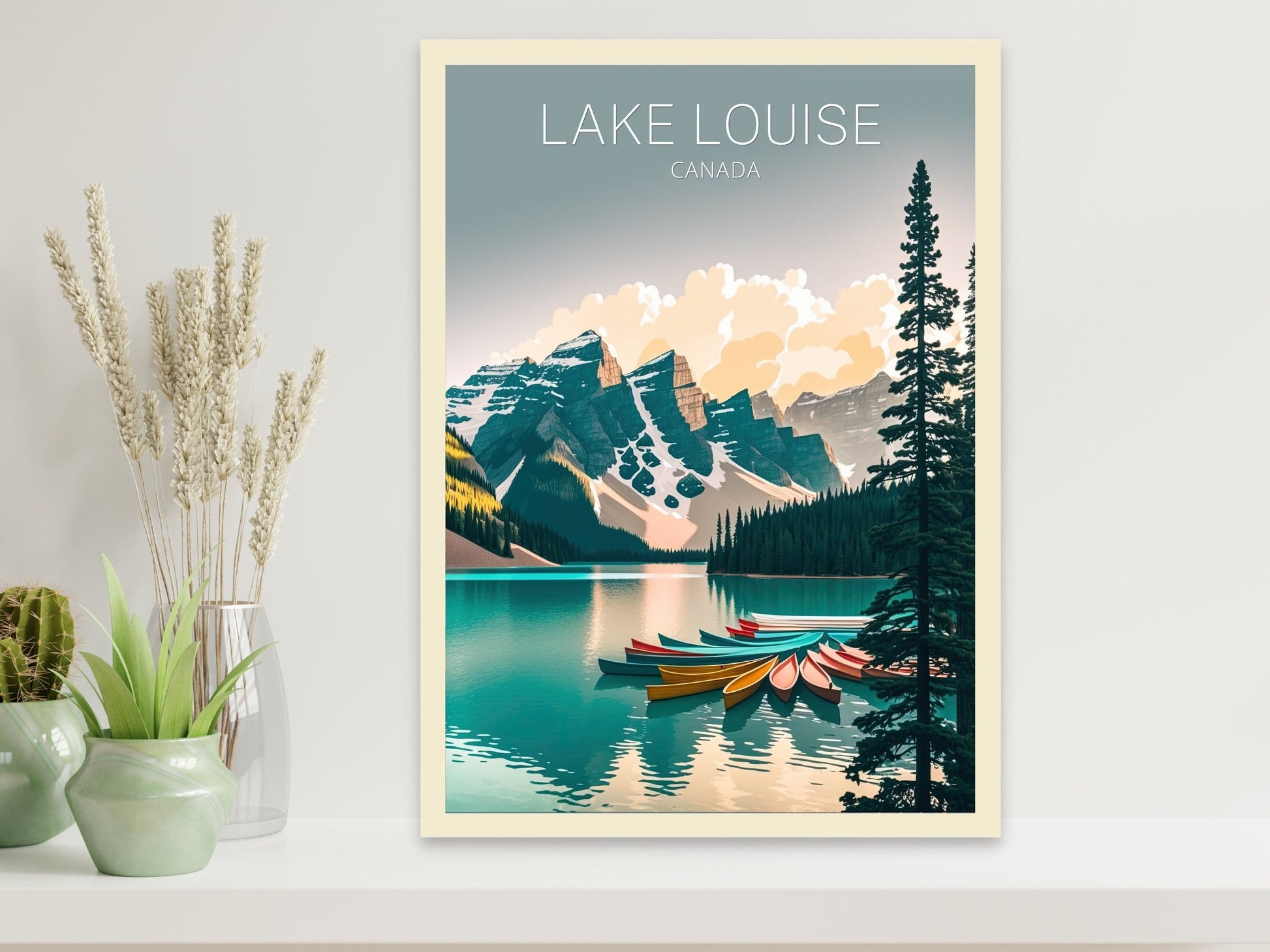 Lake Louise Poster | Lake Louise Illustration | Lake Louise Banff | Banff Wall Art | Minimalist Landscape | Canada Travel Print | ID 043