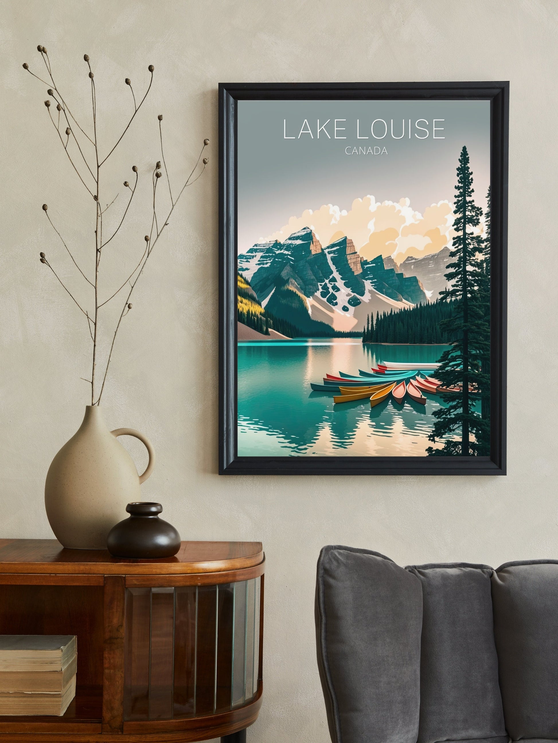 Lake Louise Poster | Lake Louise Illustration | Lake Louise Banff | Banff Wall Art | Minimalist Landscape | Canada Travel Print | ID 043