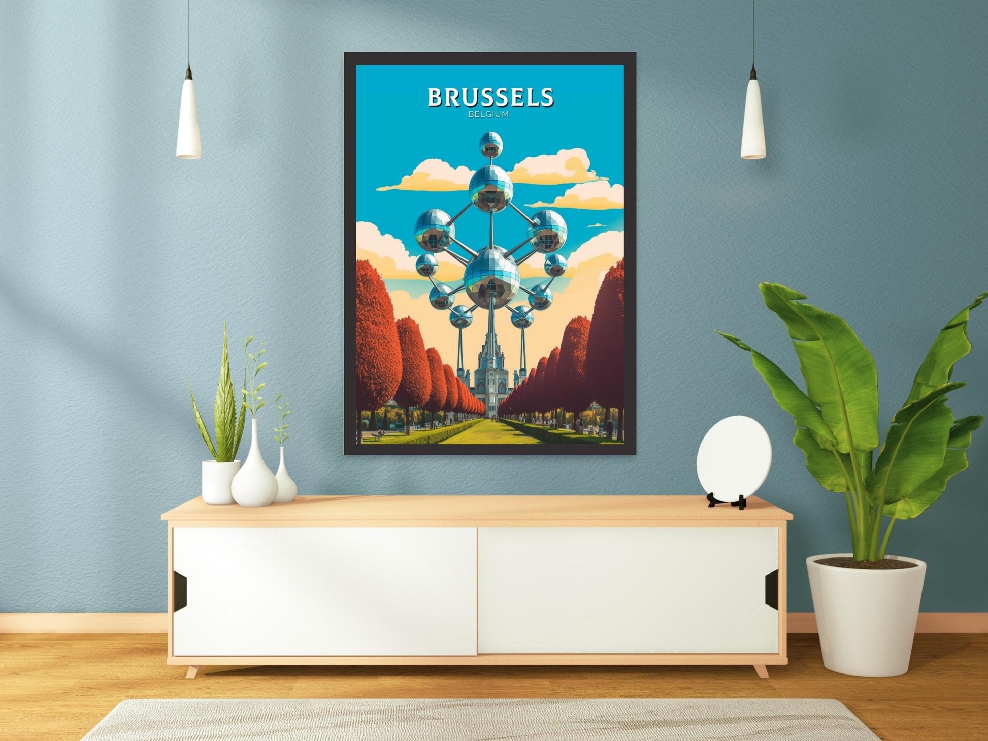 Brussels Travel Print | Brussels Poster | Brussels Art Illustration | Brussels Wall Art | Belgium Print | The Atomium Print | ID 180