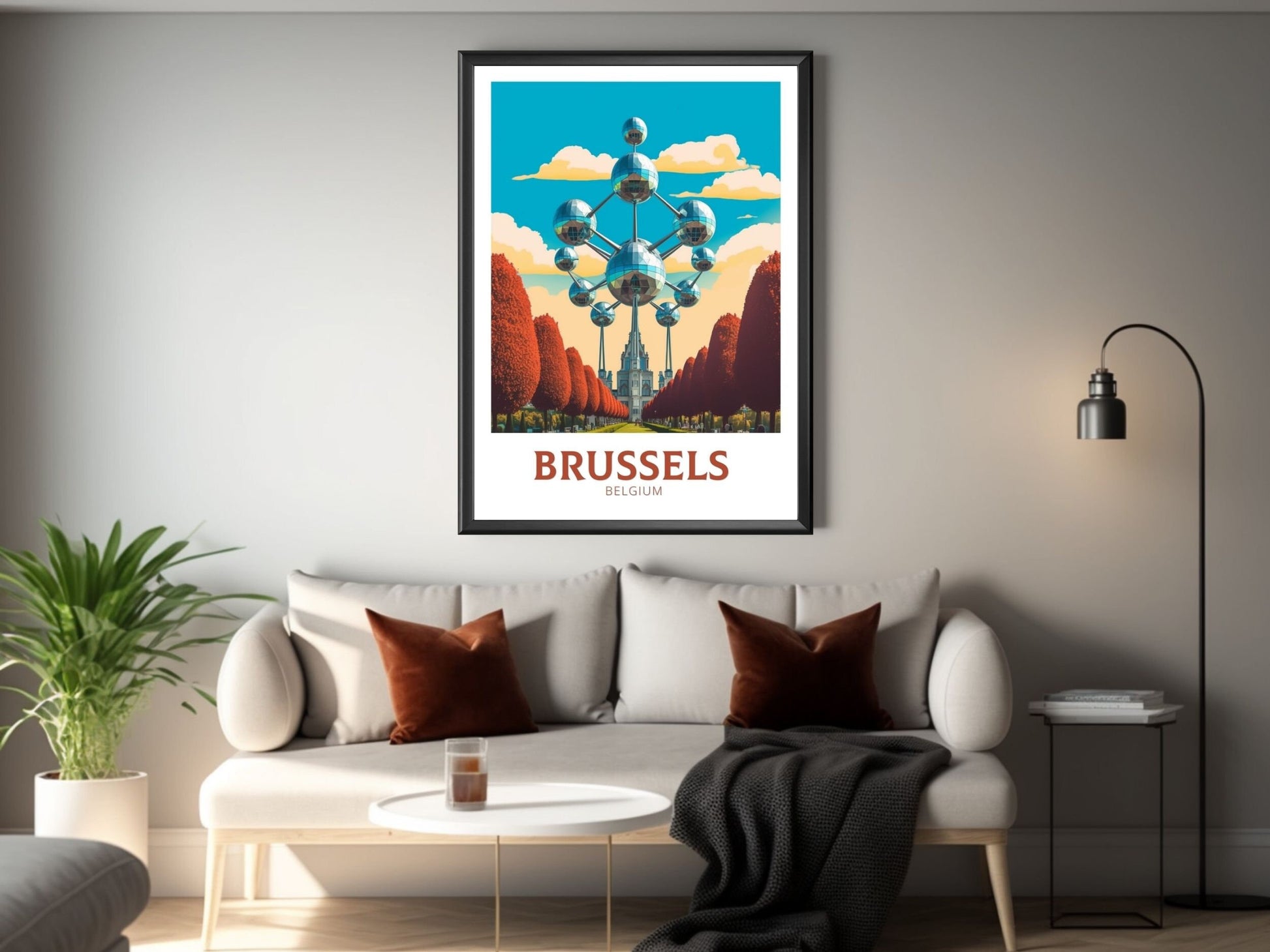 Brussels Poster | Brussels Travel Print | Brussels Illustration | Brussels Wall Art | Belgium Travel Print | The Atomium Print | ID 181