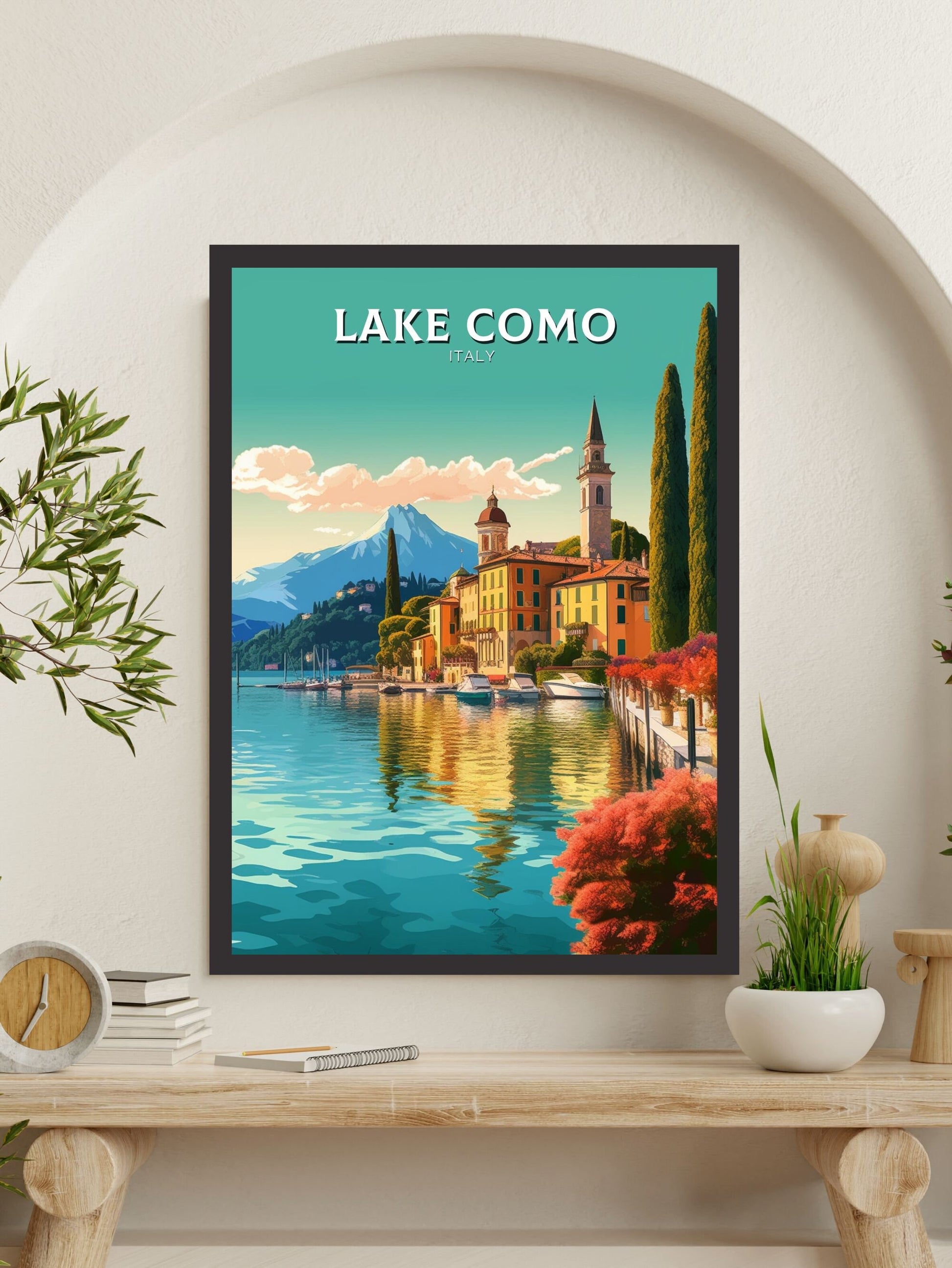 Lake Como Travel Print | Lake Como Poster | Lake Como Wall Art | Italy Print | Lake Como Print| Lake Como Painting | Italy Poster | ID 182