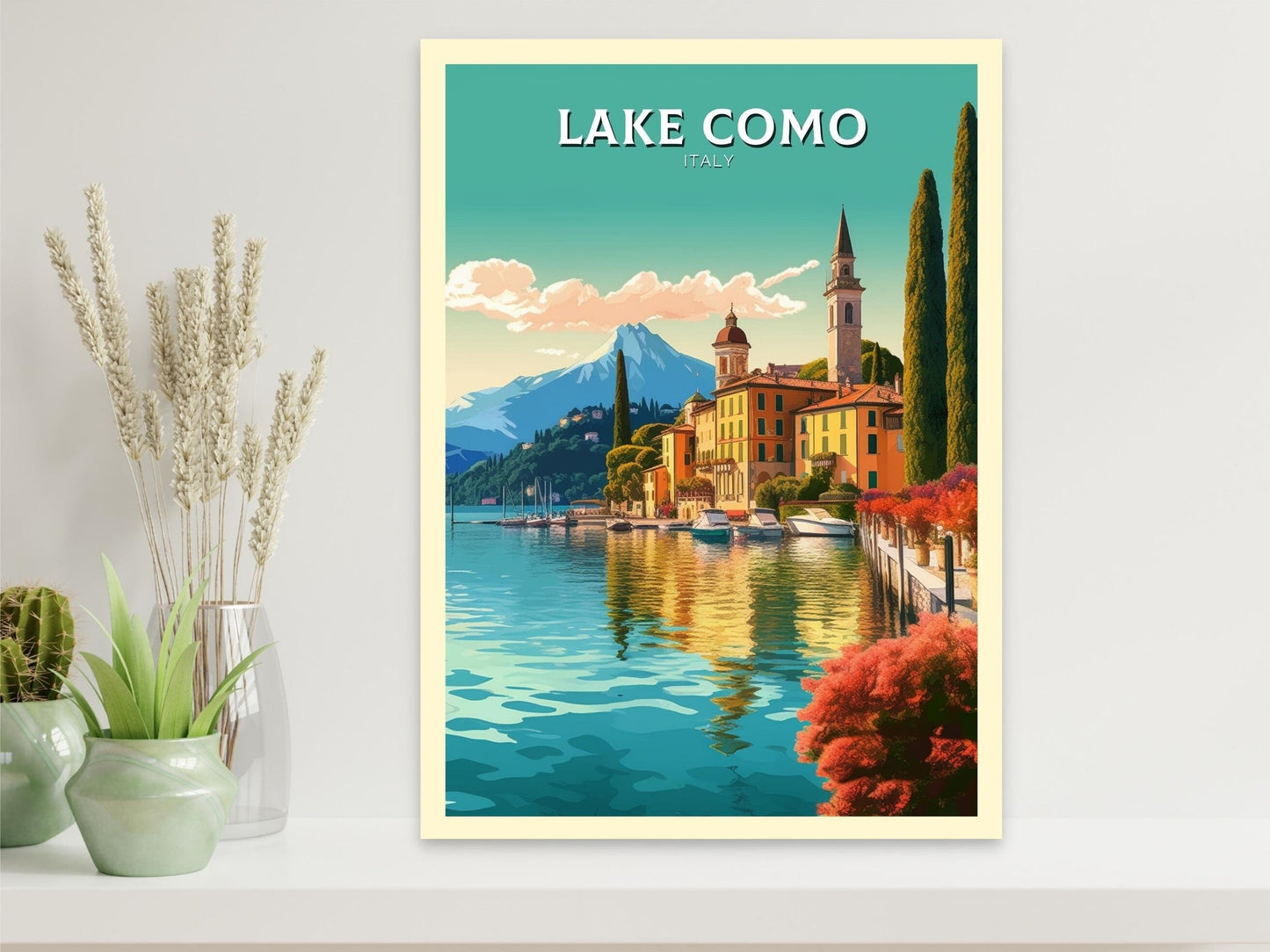 Lake Como Travel Print | Lake Como Poster | Lake Como Wall Art | Italy Print | Lake Como Print| Lake Como Painting | Italy Poster | ID 182