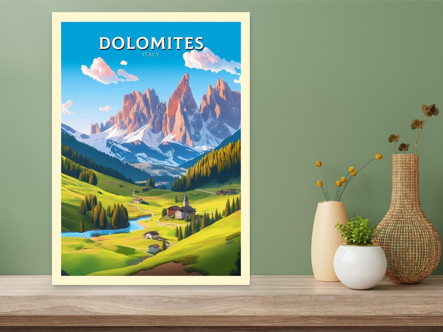 Dolomites Travel Poster | Dolomites Travel Print | Italy Gift | Italy Travel Print | Piave Valley Poster | Housewarming Gift | ID 183