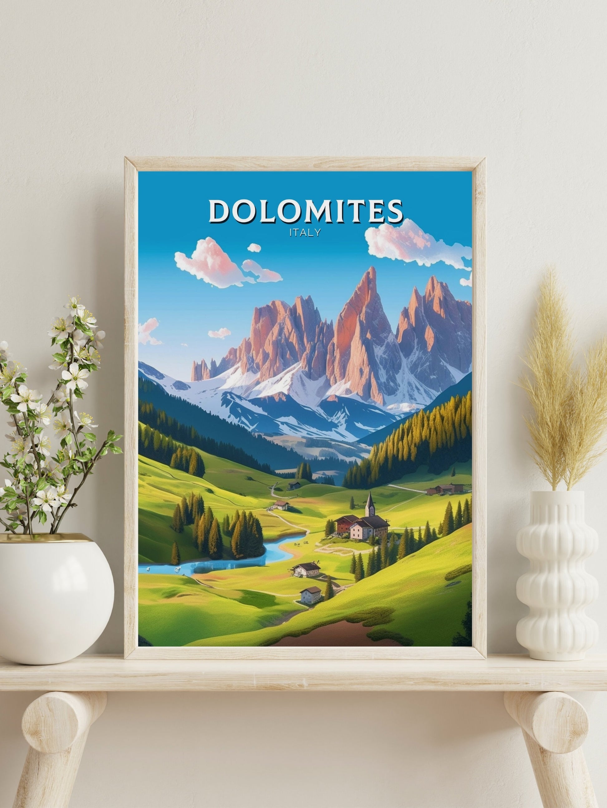 Dolomites Travel Poster | Dolomites Travel Print | Italy Gift | Italy Travel Print | Piave Valley Poster | Housewarming Gift | ID 183