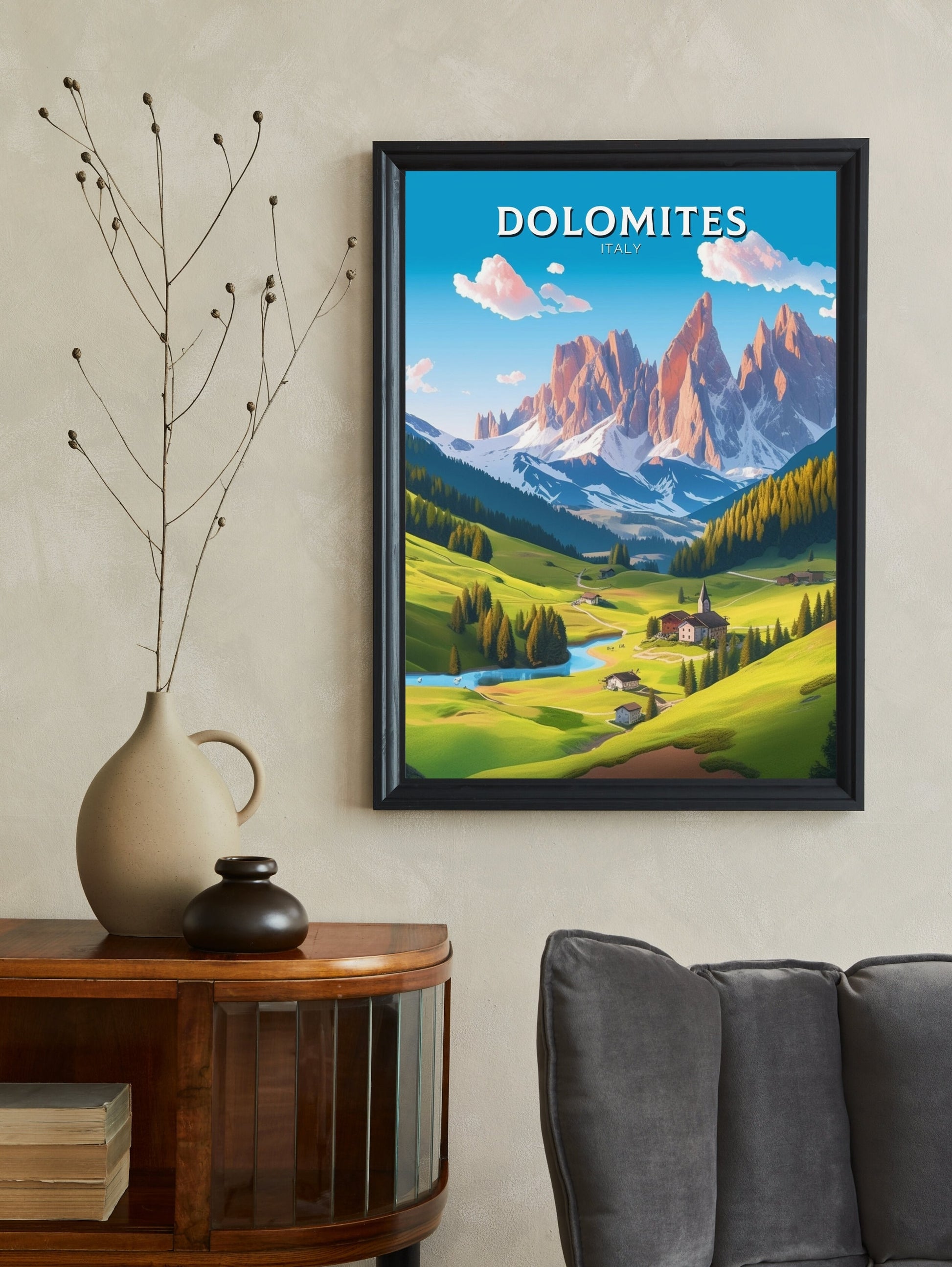 Dolomites Travel Poster | Dolomites Travel Print | Italy Gift | Italy Travel Print | Piave Valley Poster | Housewarming Gift | ID 183