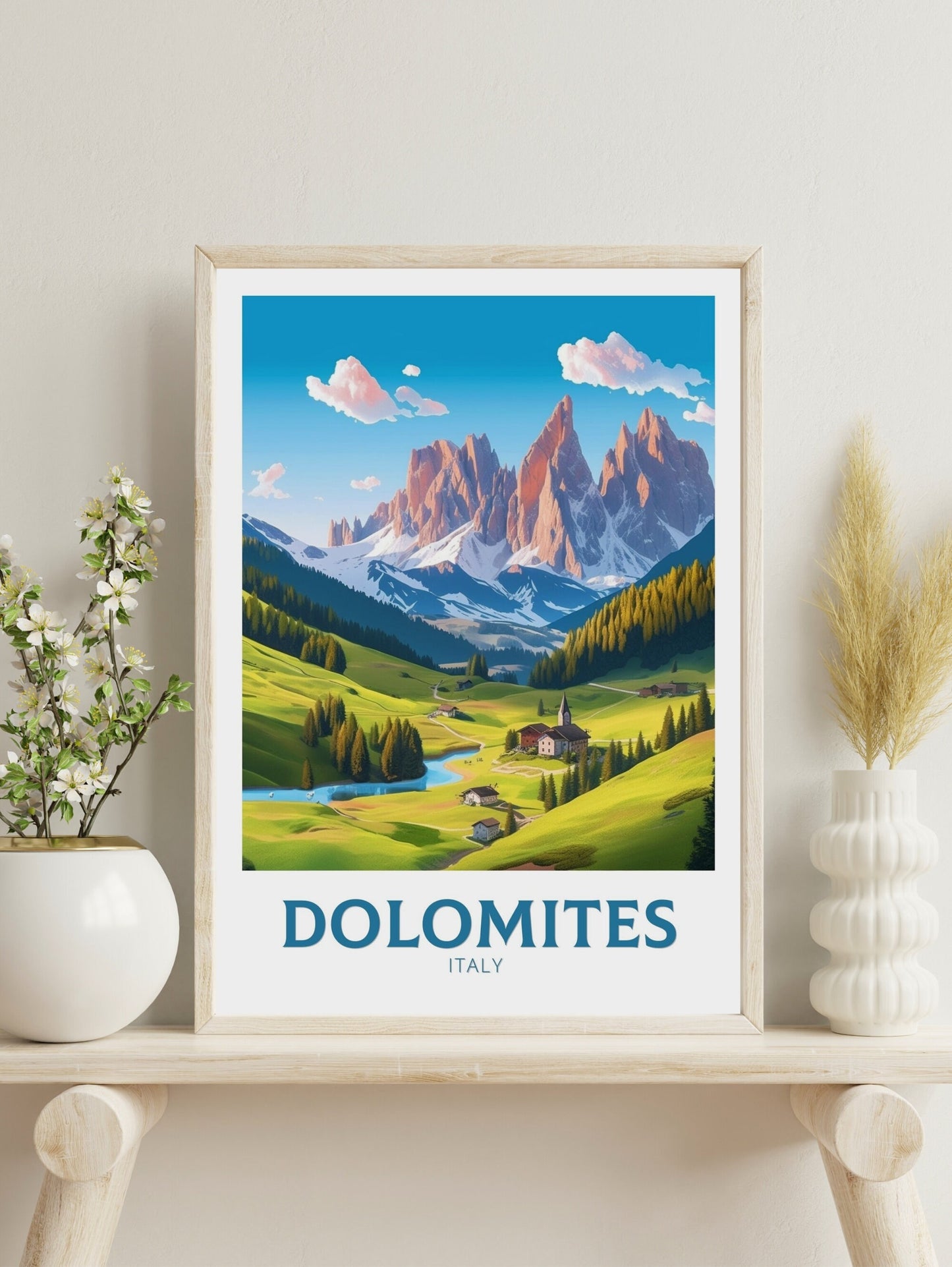 Dolomites Travel Print | Dolomites Poster | Travel Gifts | Italy Travel Print | Piave Valley Poster | Housewarming Gift | ID 184