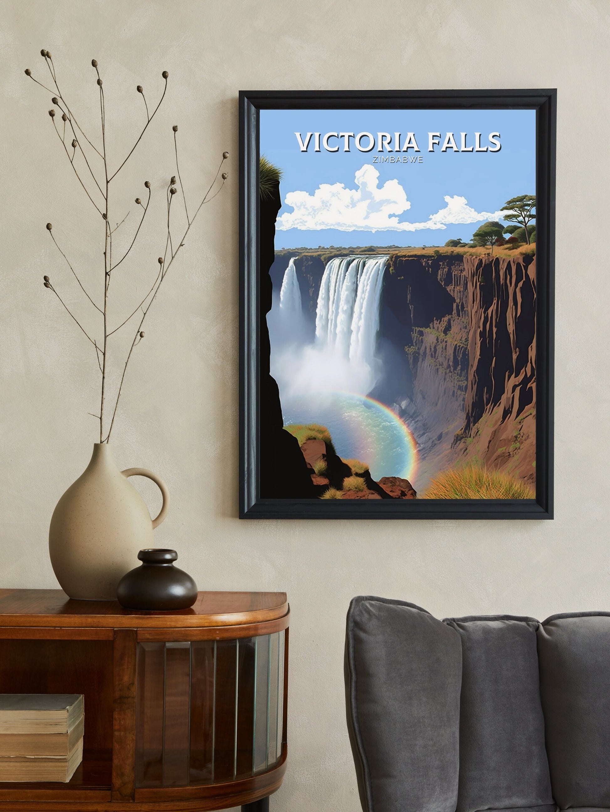 Victoria Falls Travel Print | Victoria Falls Poster | Victoria Falls Wall Art | Africa Print | Victoria Falls Decor | Zimbabwe Poster ID 210