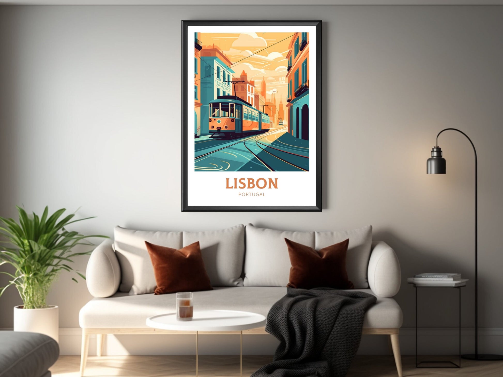 Lisbon Portugal Travel Poster | Lisbon Illustration | Lisbon Wall Art | Portugal Poster | Lisbon Tram Poster | Lisbon Art Poster | ID 196