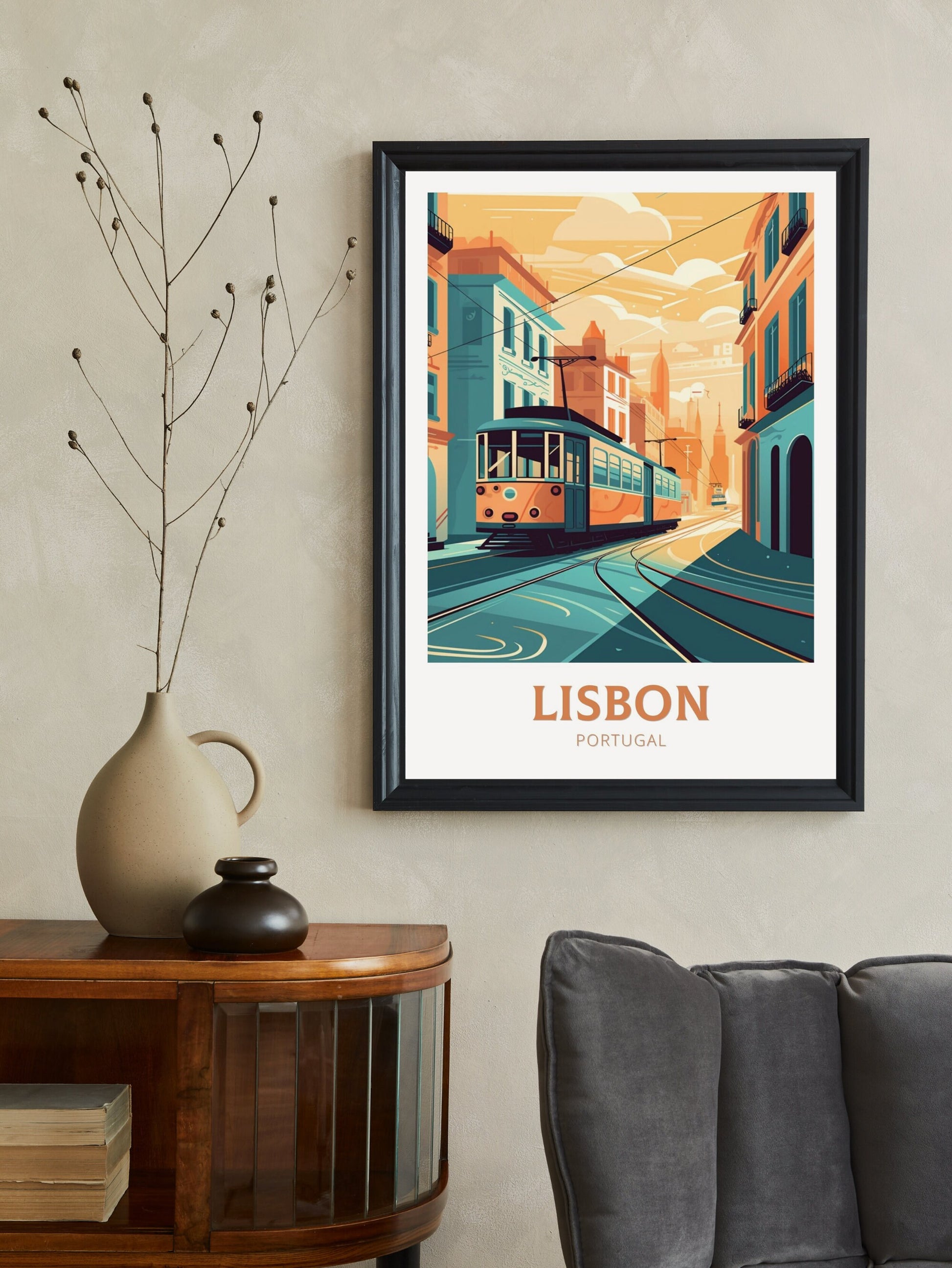 Lisbon Portugal Travel Poster | Lisbon Illustration | Lisbon Wall Art | Portugal Poster | Lisbon Tram Poster | Lisbon Art Poster | ID 196