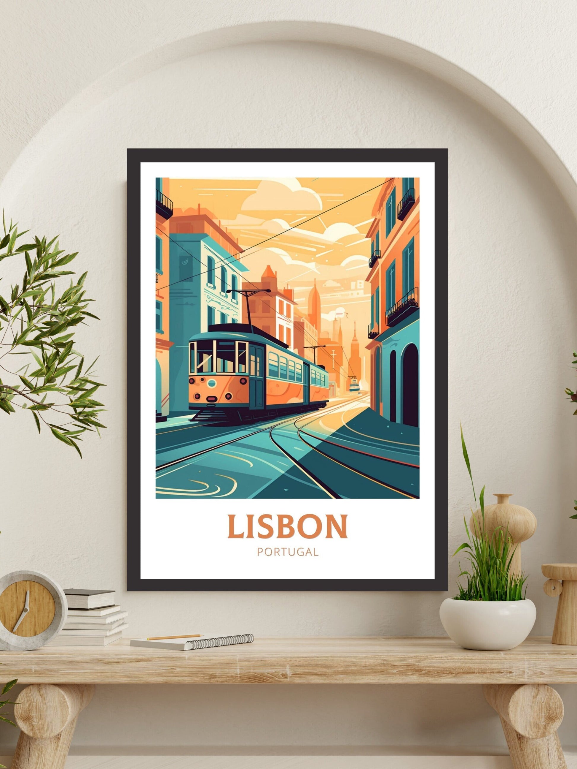 Lisbon Portugal Travel Poster | Lisbon Illustration | Lisbon Wall Art | Portugal Poster | Lisbon Tram Poster | Lisbon Art Poster | ID 196