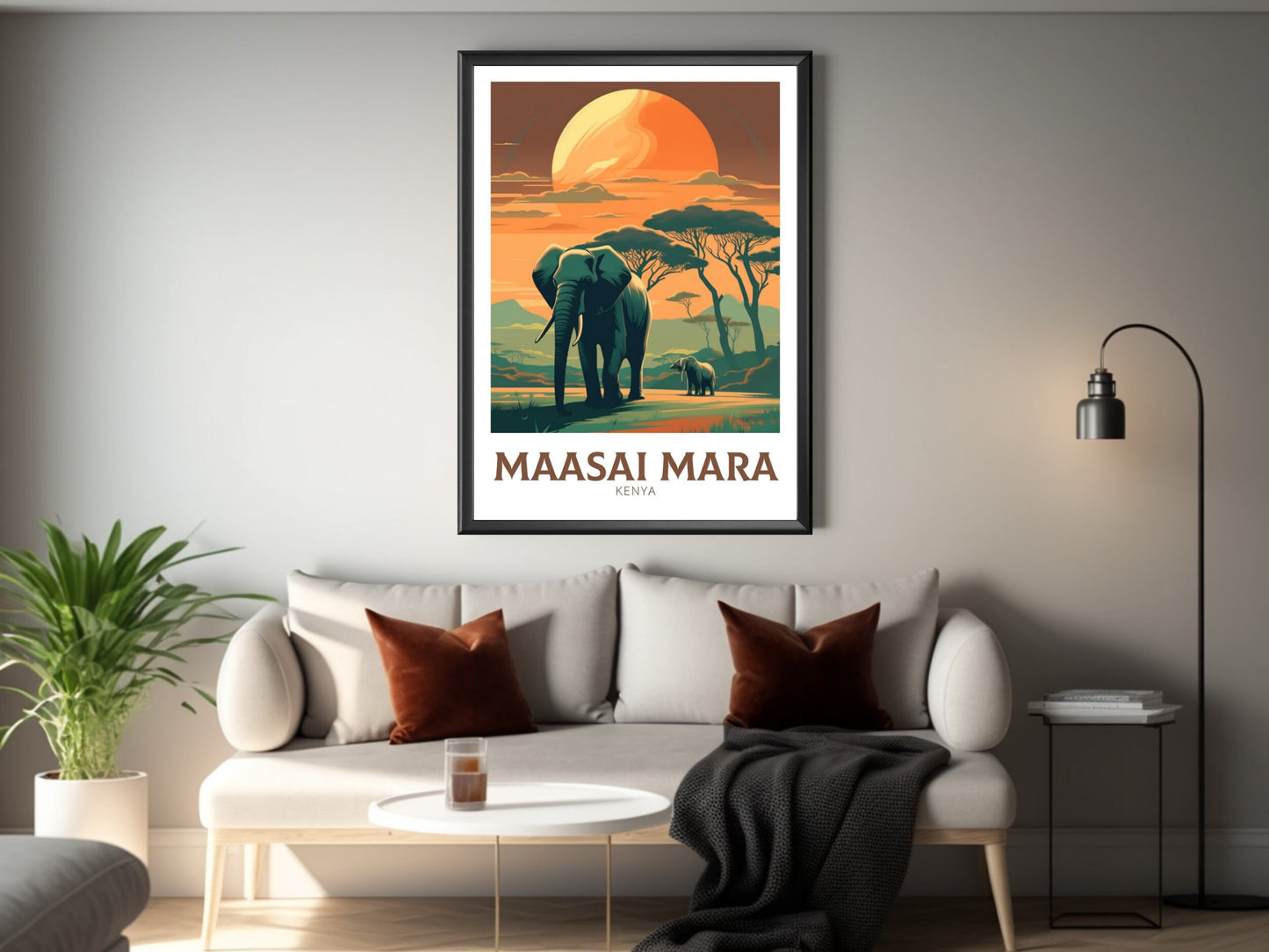 Masai Mara National Park Travel Poster | Masai Mara Illustration | Masai Mara Wall Art | Africa Poster | Kenya Décor | Kenya Print | ID 200