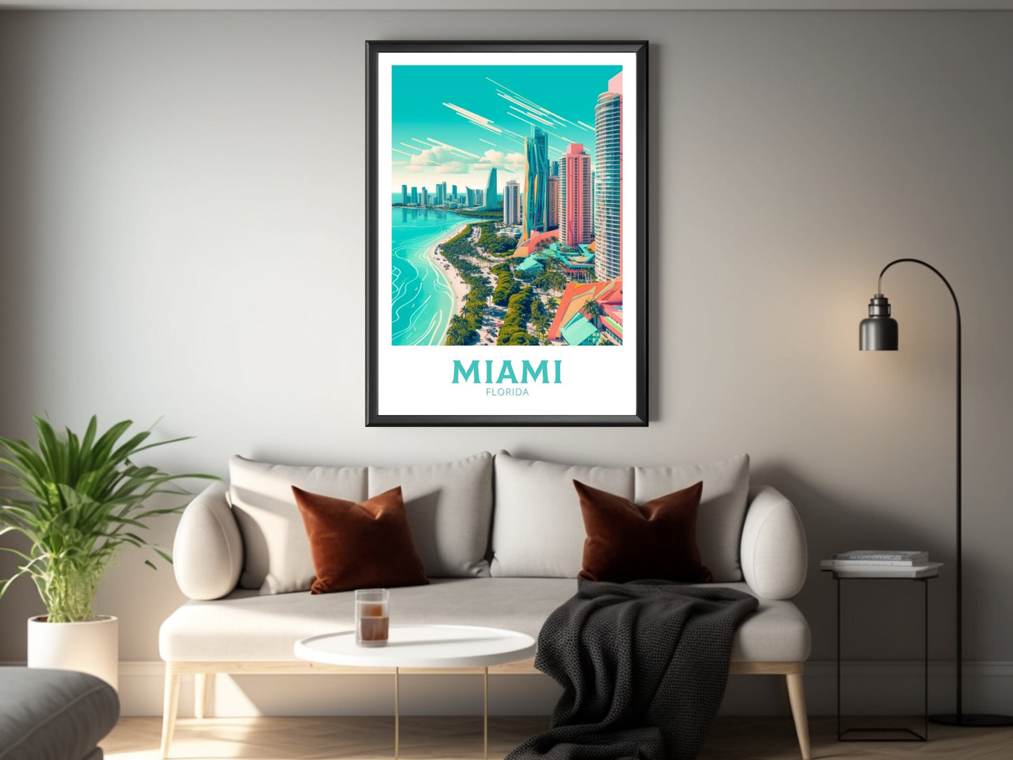 Miami Florida Travel Print | Miami Poster | Miami Design | Miami Wall Art | Miami Illustration | Miami Florida Poster | Miami Beach | ID 202