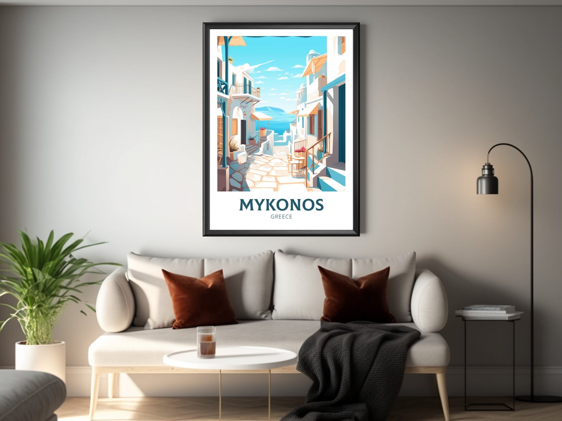 Mykonos Travel Poster | Mykonos Illustration | Mykonos Wall Art | Mykonos Poster | Greece Poster| Greece Home Décor | Mykonos Print | ID 203