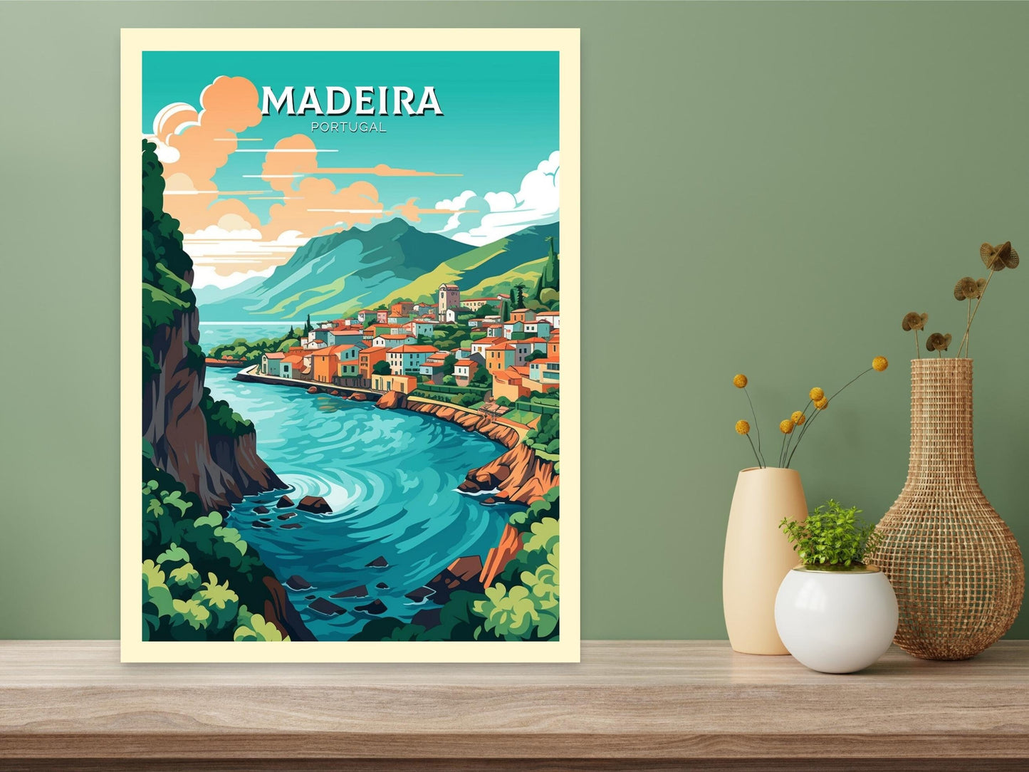 Madeira Travel Poster | Madeira Illustration | Madeira Wall Art | Portugal Poster | Madeira Travel Print | Madeira Art Poster | ID 212