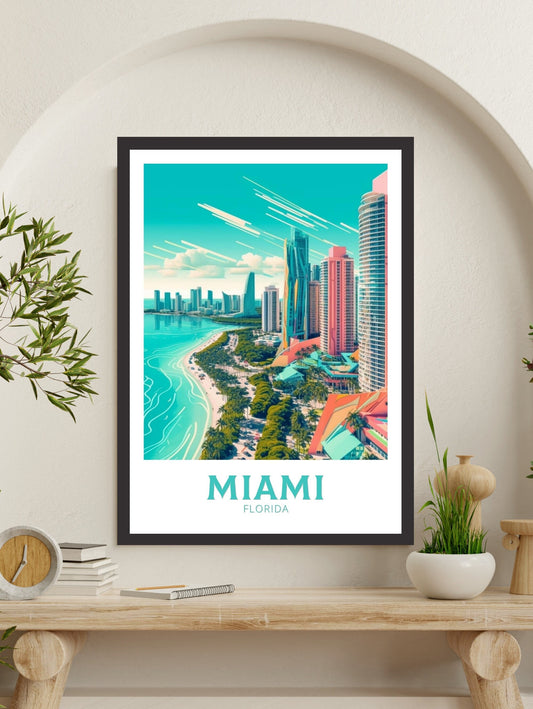 Miami Florida Travel Print | Miami Poster | Miami Design | Miami Wall Art | Miami Illustration | Miami Florida Poster | Miami Beach | ID 202