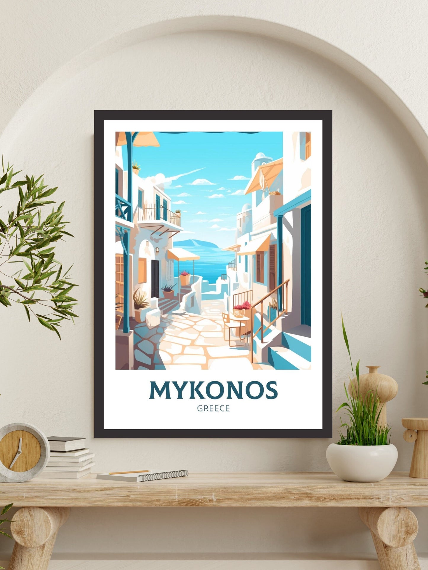 Mykonos Travel Poster | Mykonos Illustration | Mykonos Wall Art | Mykonos Poster | Greece Poster| Greece Home Décor | Mykonos Print | ID 203