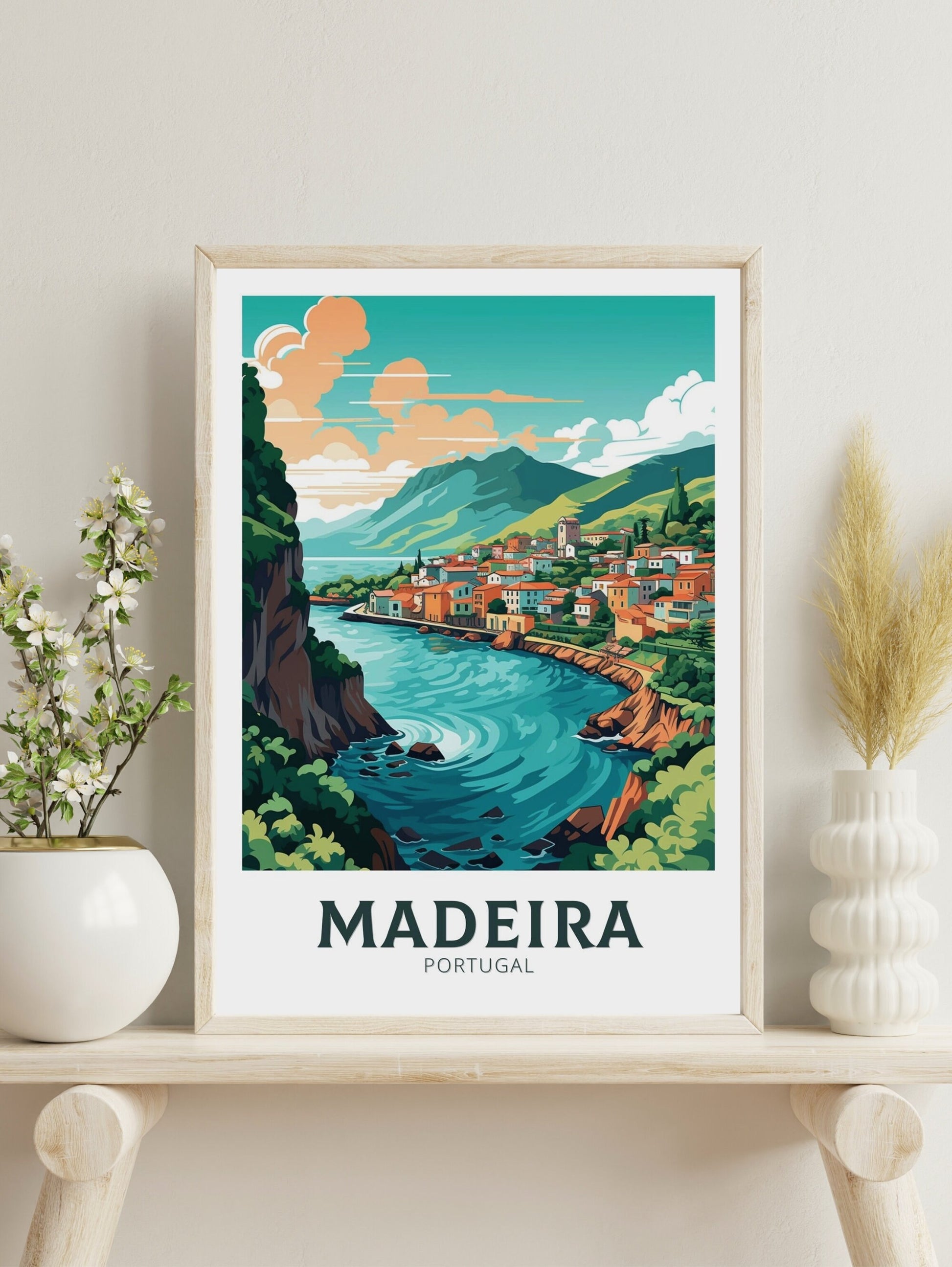 Madeira Travel Print | Madeira Illustration | Madeira Wall Art | Portugal Home Décor | Madeira Travel Poster | Madeira Art Poster | ID 213