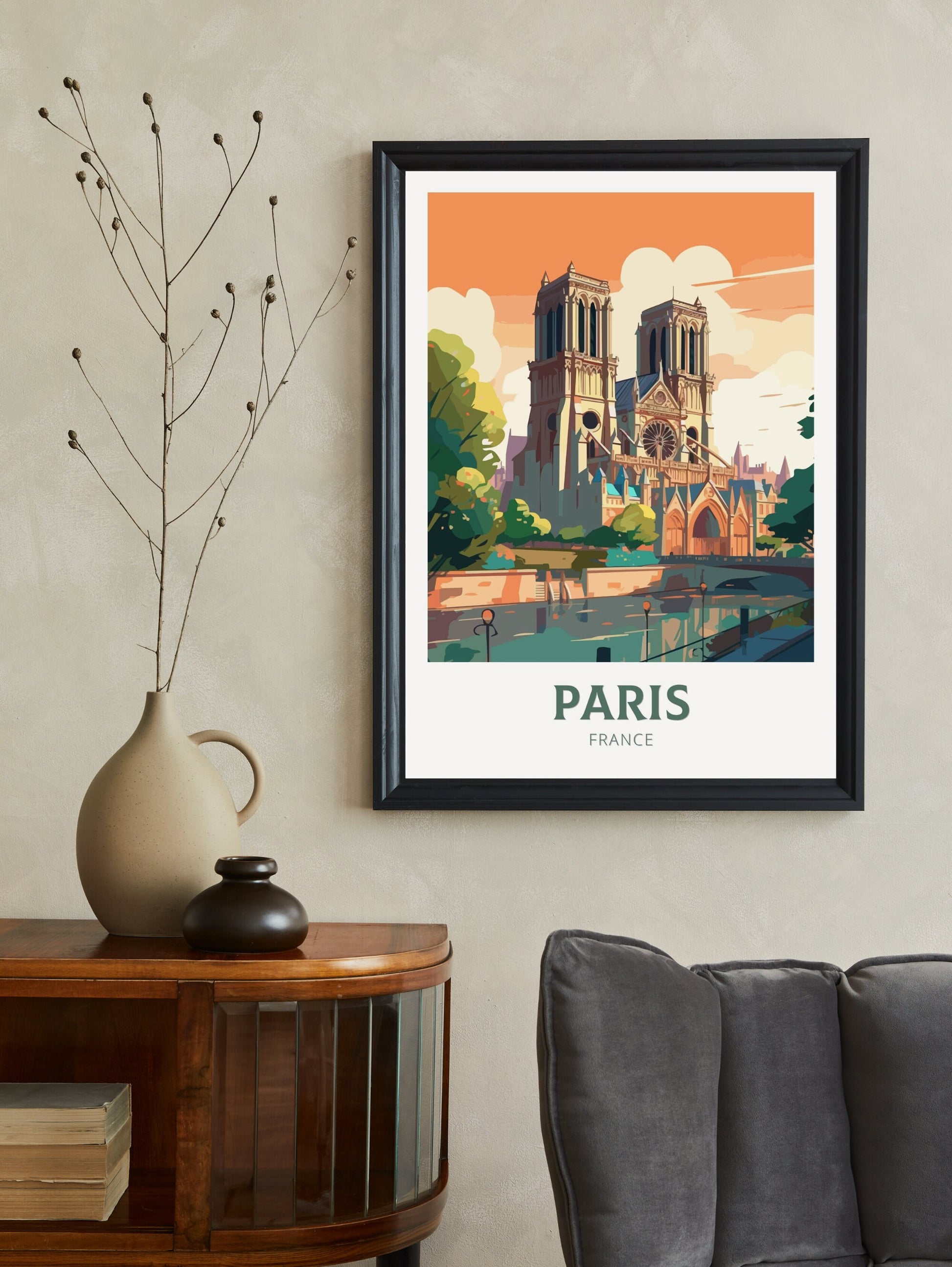 Paris Travel Poster | Paris Illustration | Paris Wall Art | France Poster | Paris Poster | Paris France Art Poster | Notre Dame | ID 205