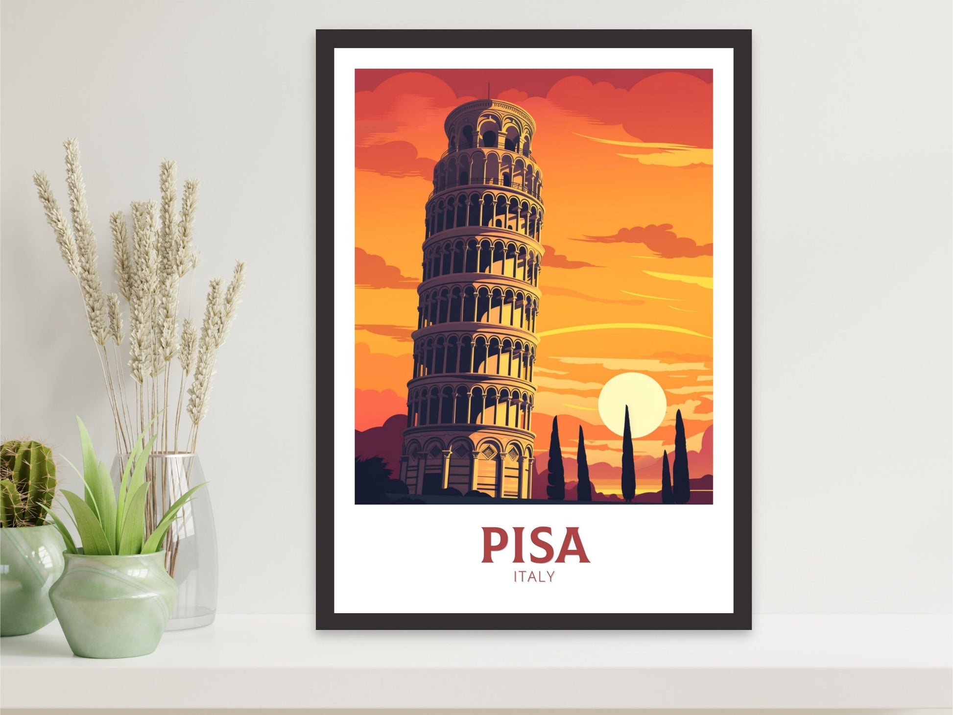 Pisa Print | Pisa Tower Poster | Leaning Tower of Pisa | Pisa Illustration | Pisa Italy | Tower Poster | Pisa Wall Art Poster | ID 207