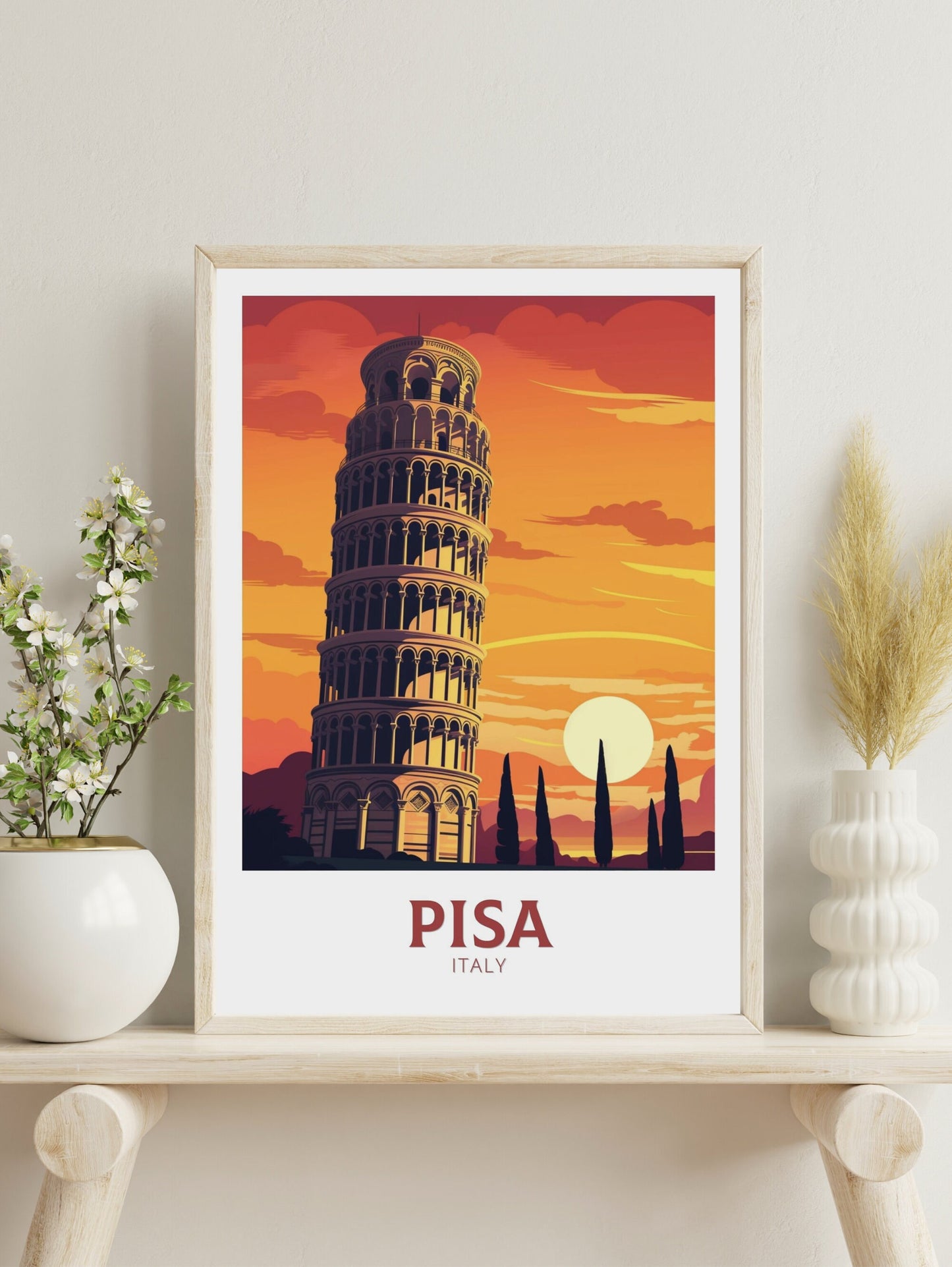 Pisa Print | Pisa Tower Poster | Leaning Tower of Pisa | Pisa Illustration | Pisa Italy | Tower Poster | Pisa Wall Art Poster | ID 207