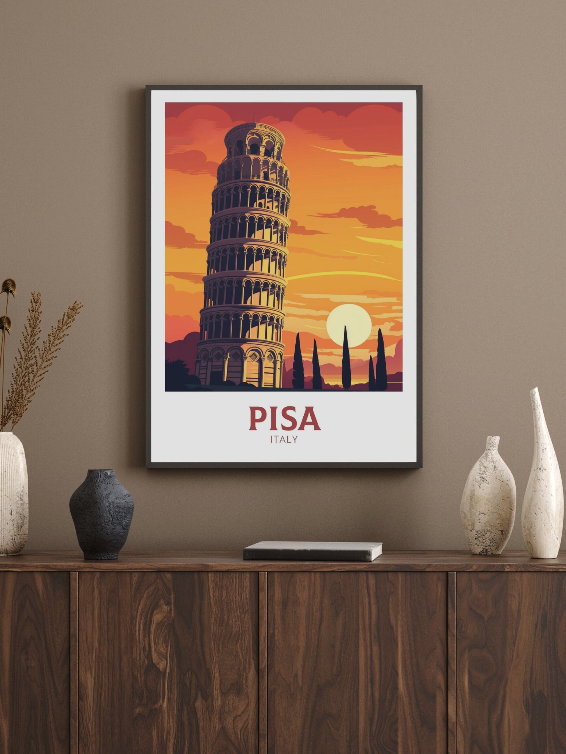 Pisa Print | Pisa Tower Poster | Leaning Tower of Pisa | Pisa Illustration | Pisa Italy | Tower Poster | Pisa Wall Art Poster | ID 207