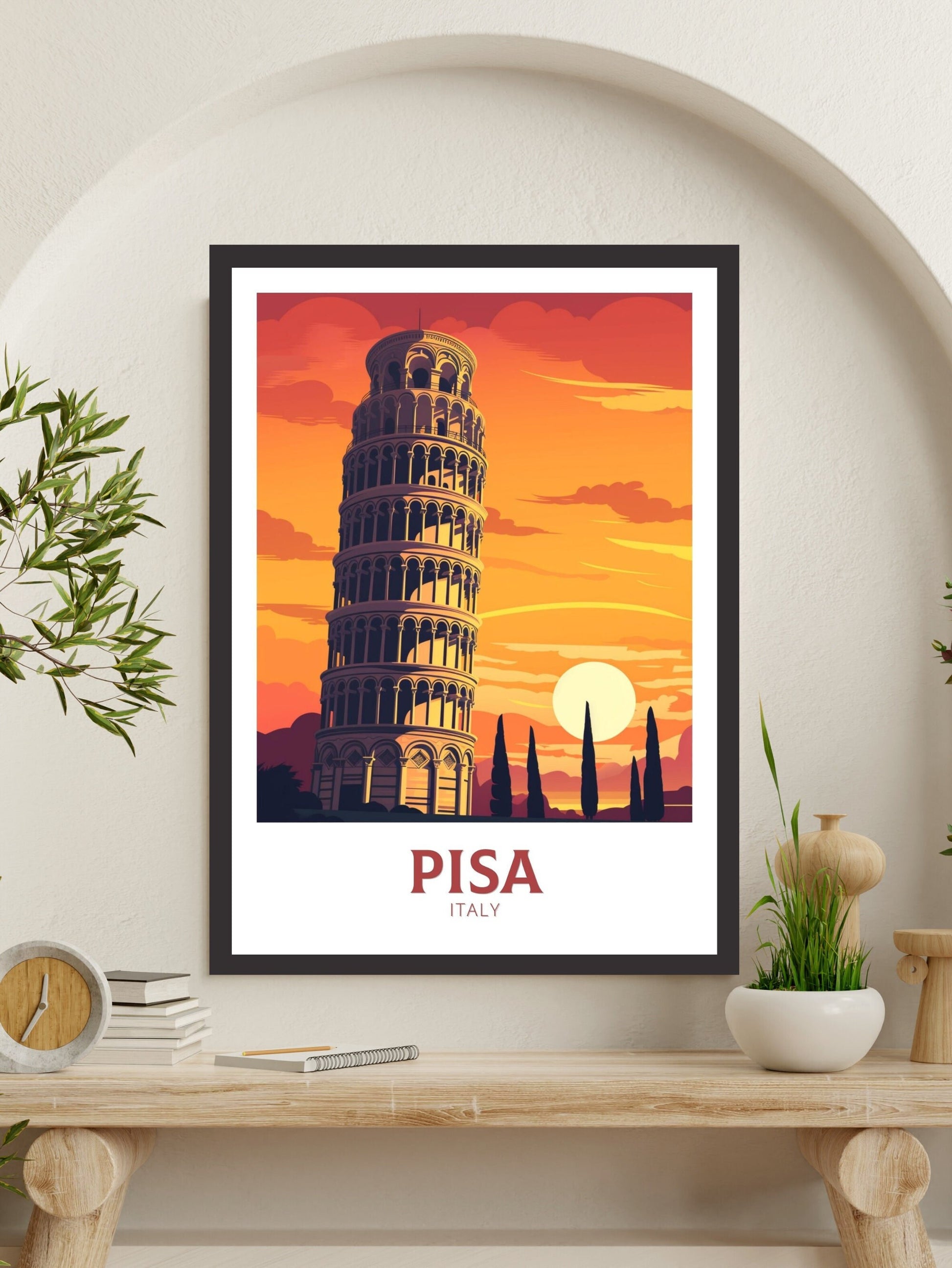 Pisa Print | Pisa Tower Poster | Leaning Tower of Pisa | Pisa Illustration | Pisa Italy | Tower Poster | Pisa Wall Art Poster | ID 207