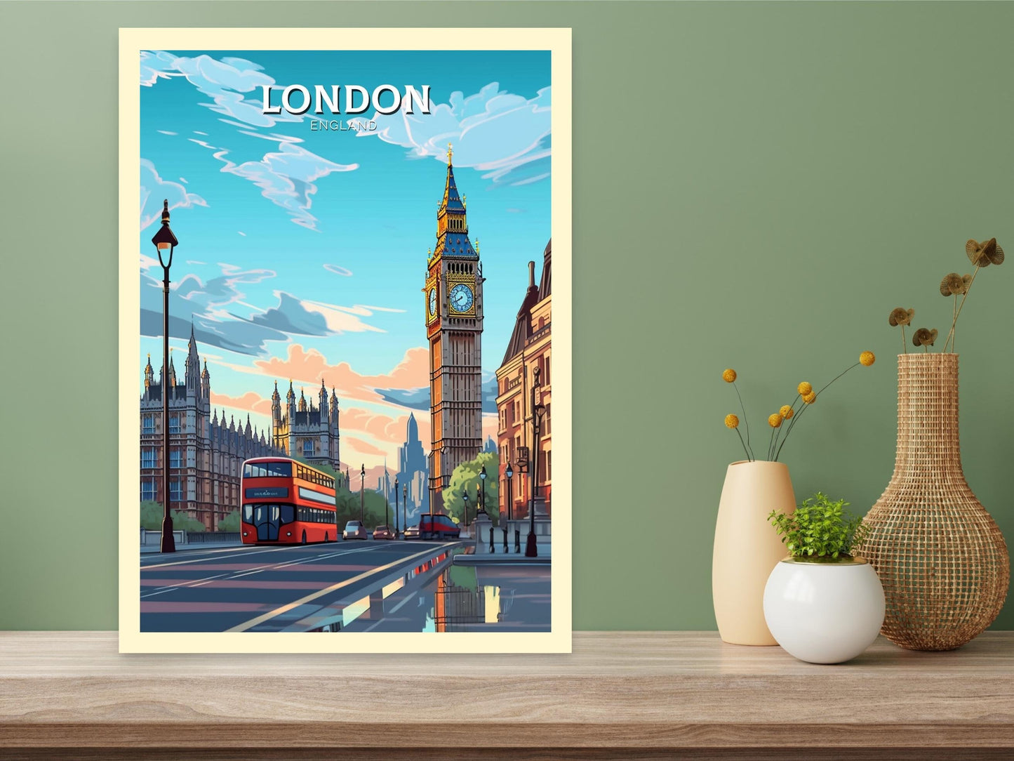 London Travel Print | London Illustration | London Wall Art | London Big Ben | London Travel Poster | London Home Decor | ID 214