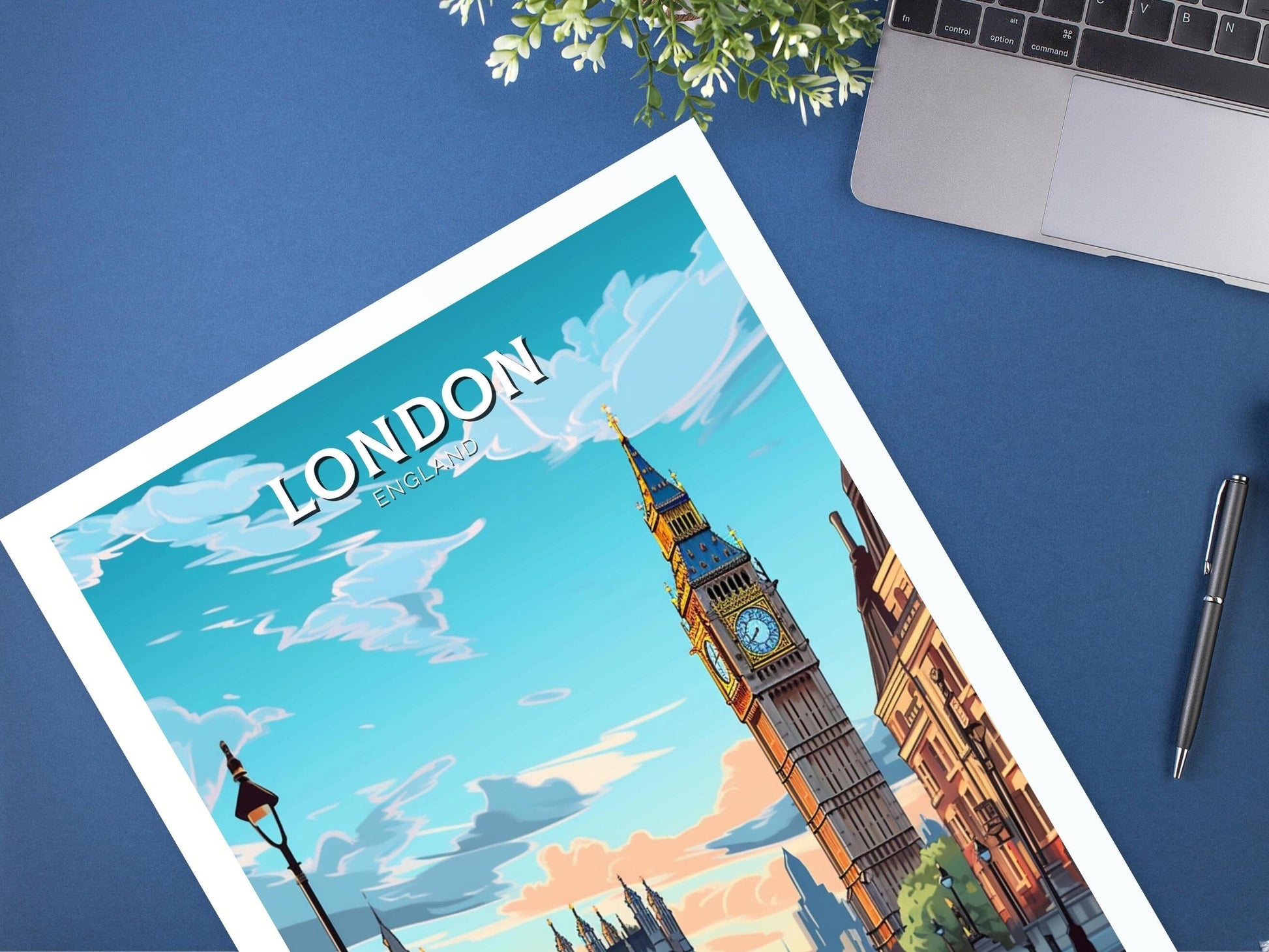 London Travel Print | London Illustration | London Wall Art | London Big Ben | London Travel Poster | London Home Decor | ID 214