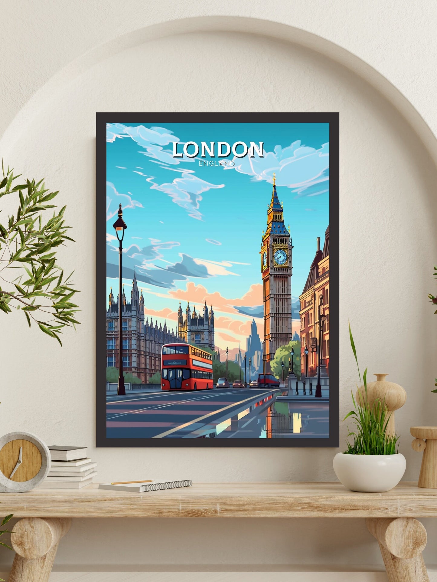 London Travel Print | London Illustration | London Wall Art | London Big Ben | London Travel Poster | London Home Decor | ID 214