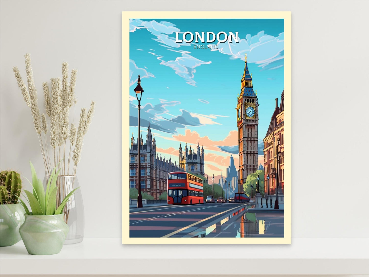 London Travel Print | London Illustration | London Wall Art | London Big Ben | London Travel Poster | London Home Decor | ID 214