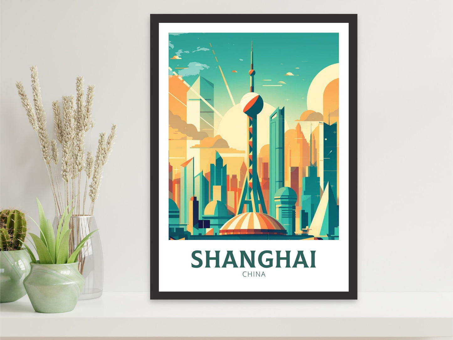 Shanghai Poster | Shanghai Print | Shanghai Illustration | Travel Poster | Shanghai Poster | Shanghai Hanging Print | ID 227