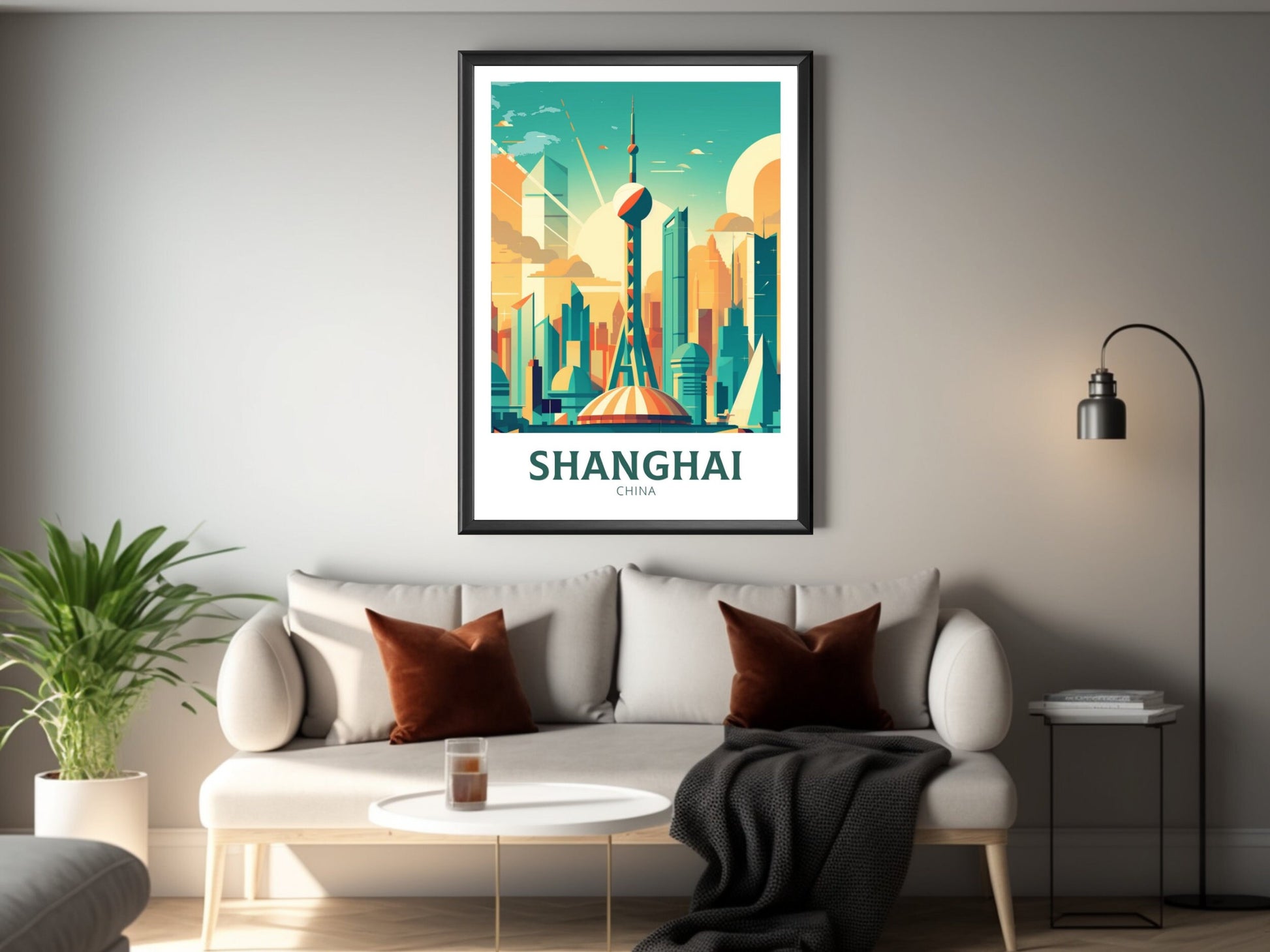 Shanghai Poster | Shanghai Print | Shanghai Illustration | Travel Poster | Shanghai Poster | Shanghai Hanging Print | ID 227