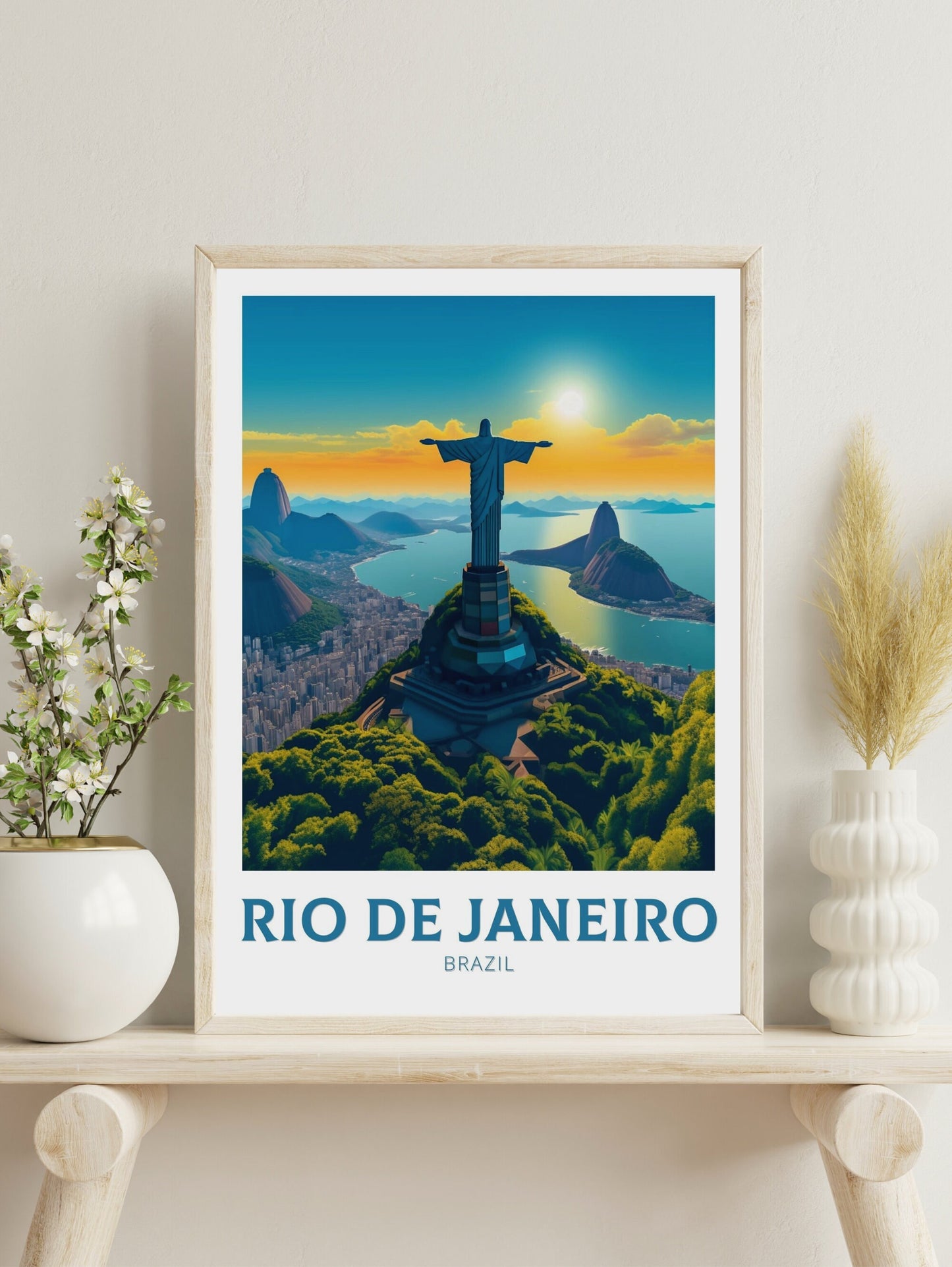 Rio De Janeiro Travel Print | Rio De Janeiro Poster | Brazil Wall Art | Rio De Janeiro Brazil Travel Poster| Housewarming gift | ID 222