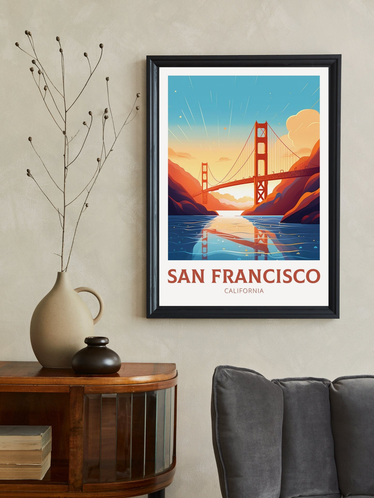 San Francisco Poster | San Francisco Travel Print | San Francisco City Print | San Francisco Wall Art | Golden Gate Poster | ID 226