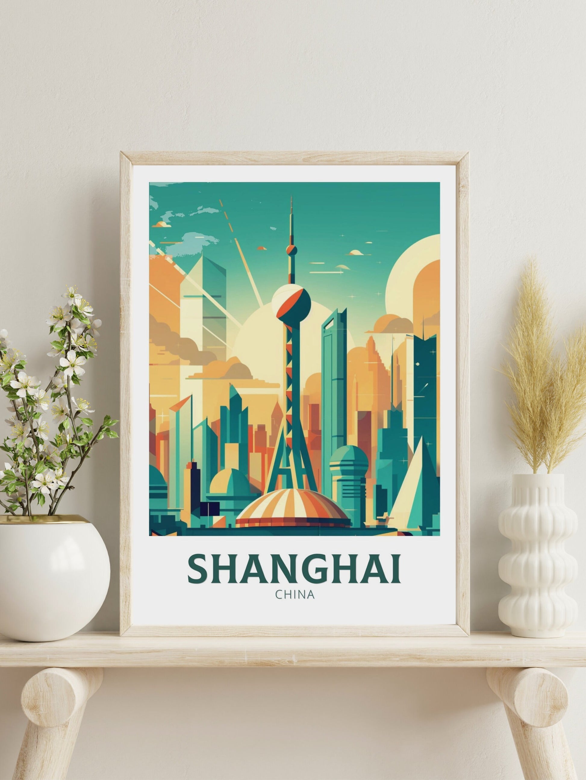 Shanghai Poster | Shanghai Print | Shanghai Illustration | Travel Poster | Shanghai Poster | Shanghai Hanging Print | ID 227