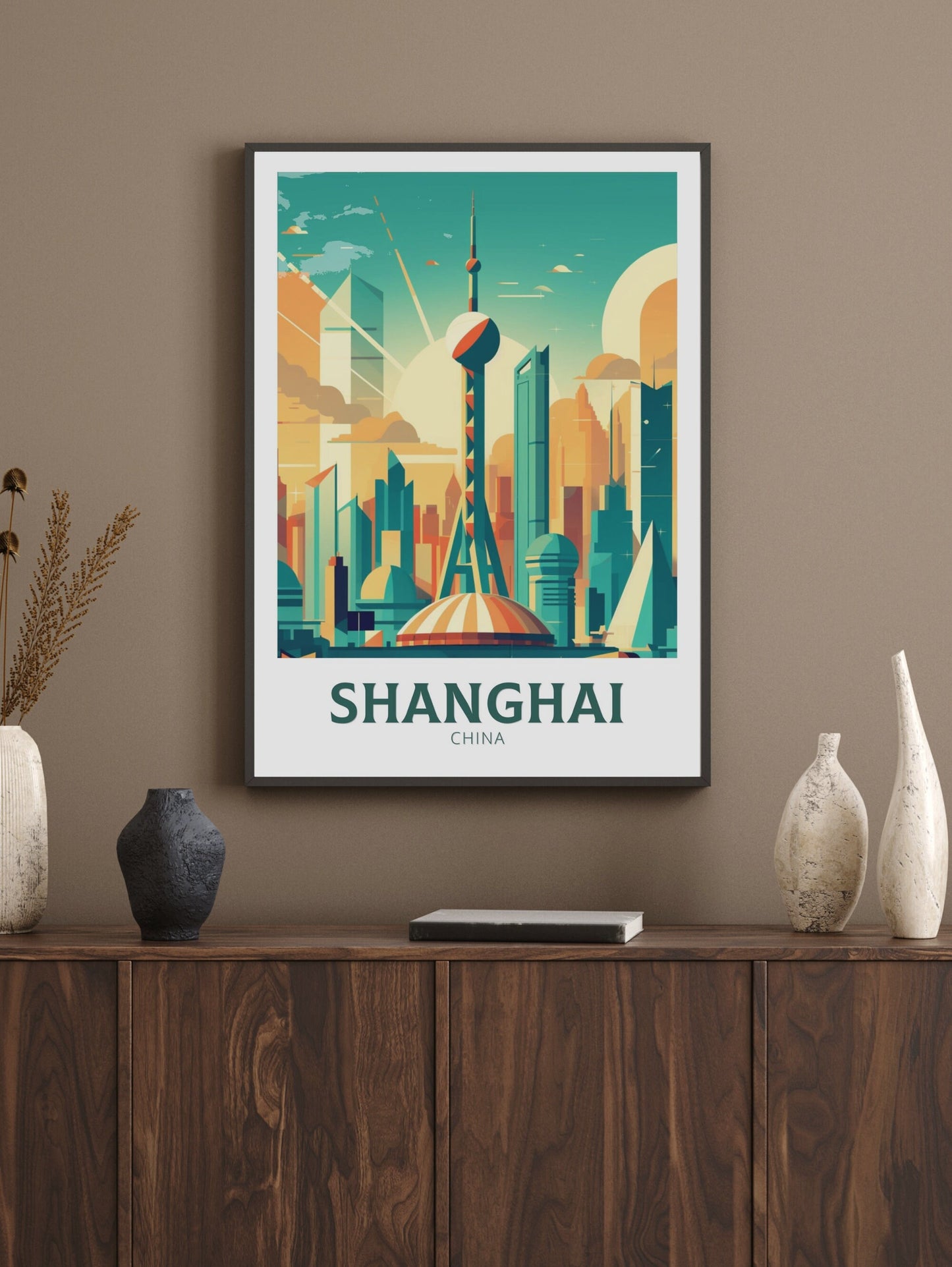 Shanghai Poster | Shanghai Print | Shanghai Illustration | Travel Poster | Shanghai Poster | Shanghai Hanging Print | ID 227