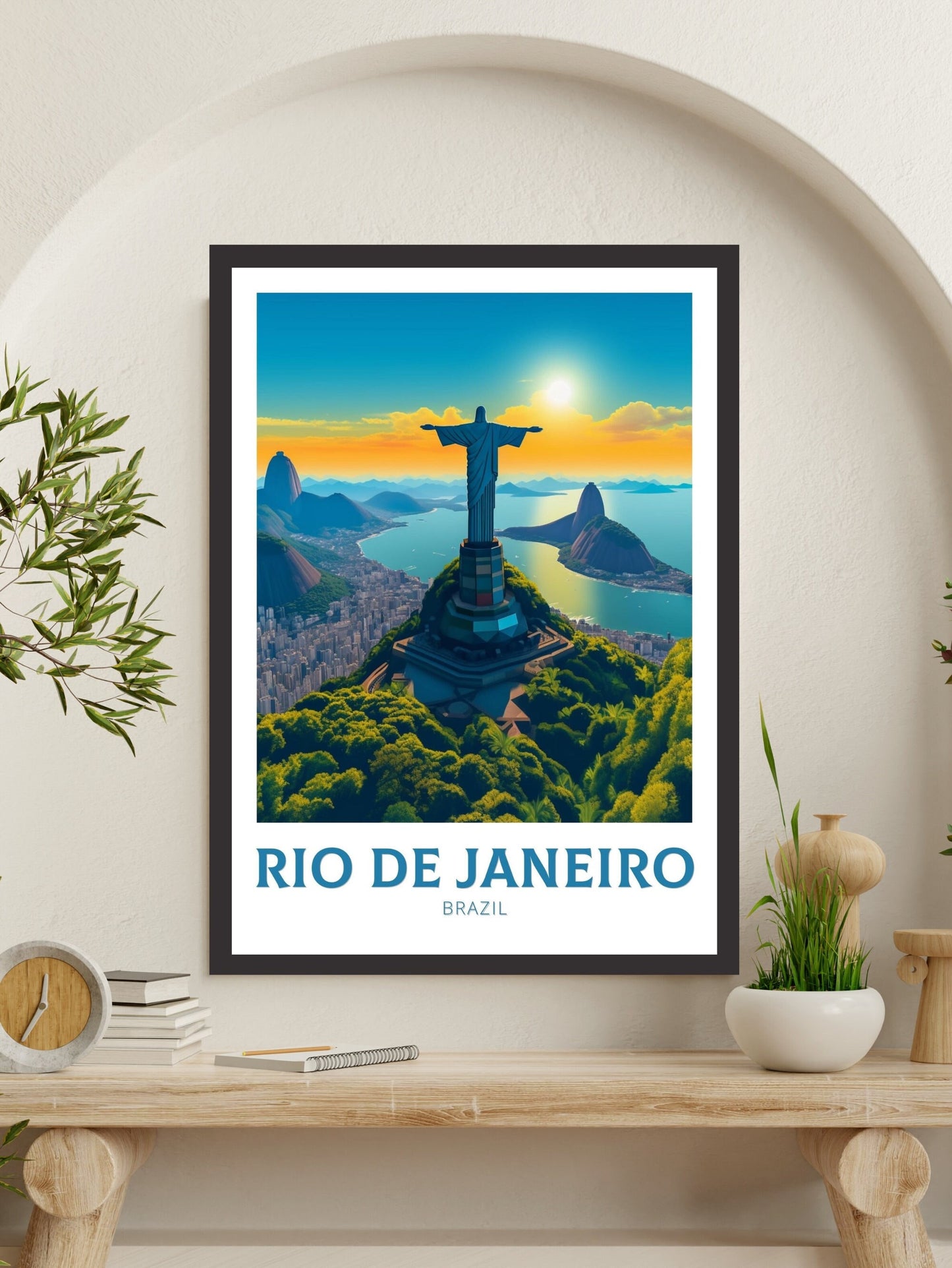 Rio De Janeiro Travel Print | Rio De Janeiro Poster | Brazil Wall Art | Rio De Janeiro Brazil Travel Poster| Housewarming gift | ID 222