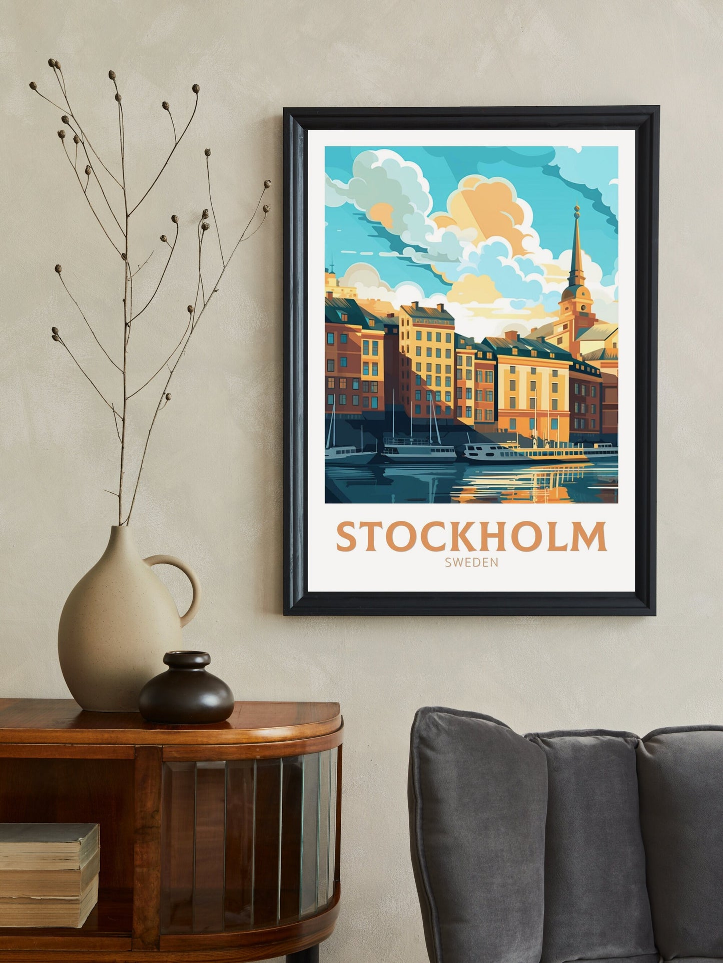 Stockholm Travel Print | Stockholm Poster | Stockholm Design | Stockholm WallArt | Sweden Illustration | Sweden Poster | Sweden Art | ID 244