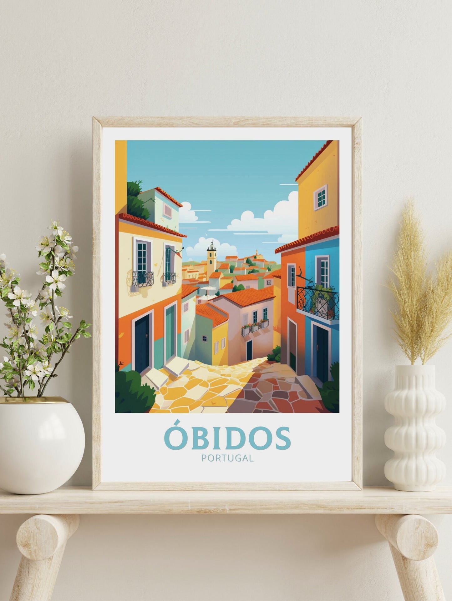 Óbidos Travel Poster | Óbidos Travel Print | Óbidos Wall Art | Óbidos Illustration | Portugal Travel Poster | Portugal Artwork | ID 176