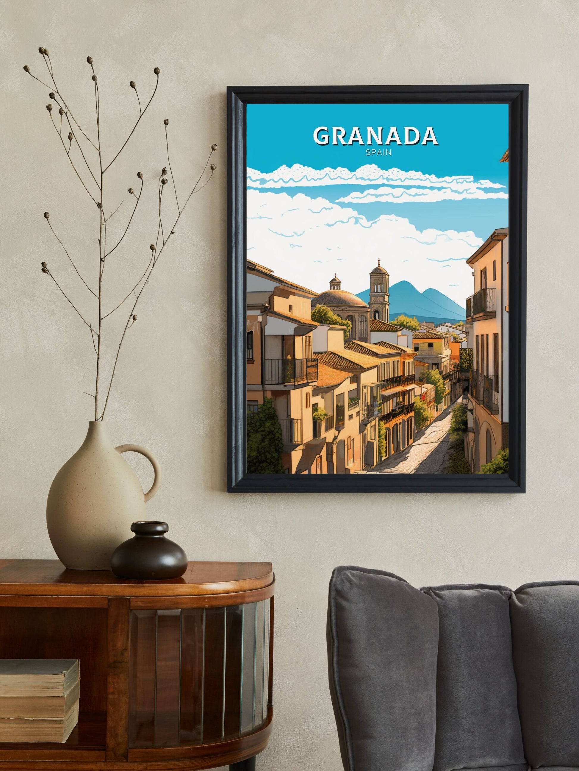 Granada Print | Granada Travel Poster | Granada Illustration | Granada Wall Art | Spain Print | Granada Spain Painting | Granada Art ID 218