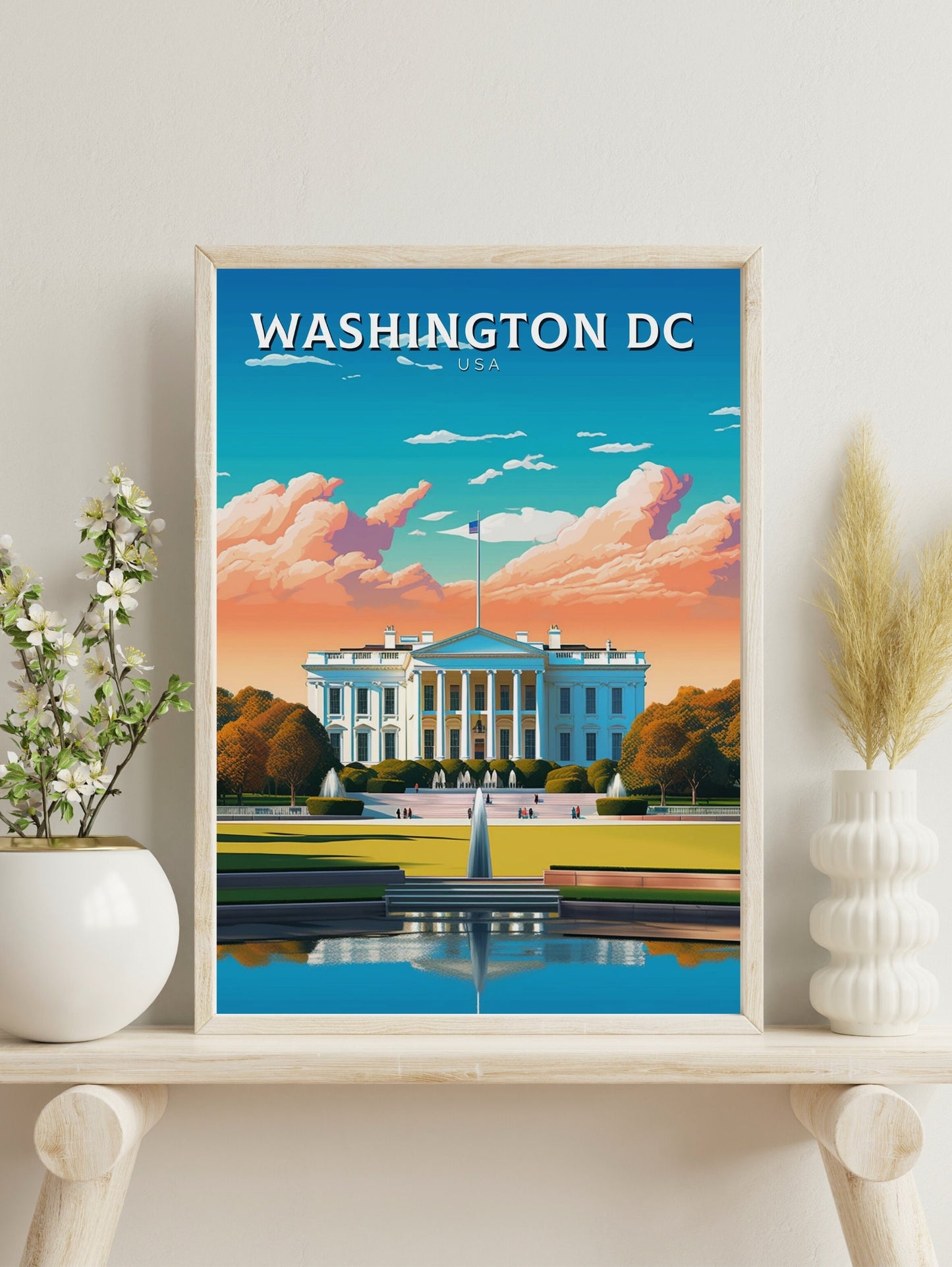 Washington D.C. Travel Print | Washington DC Poster | Washington Illustration | D.C. Wall Art | White House Print | USA Print | ID 231