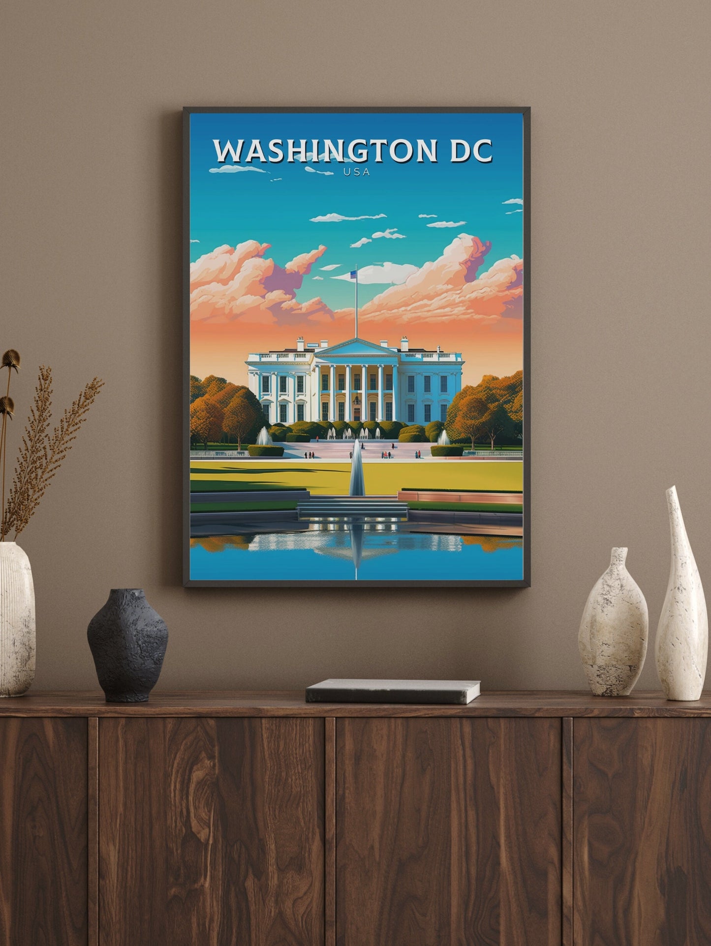 Washington D.C. Travel Print | Washington DC Poster | Washington Illustration | D.C. Wall Art | White House Print | USA Print | ID 231