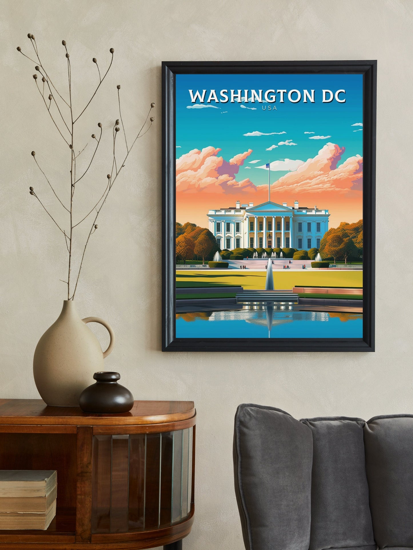 Washington D.C. Travel Print | Washington DC Poster | Washington Illustration | D.C. Wall Art | White House Print | USA Print | ID 231